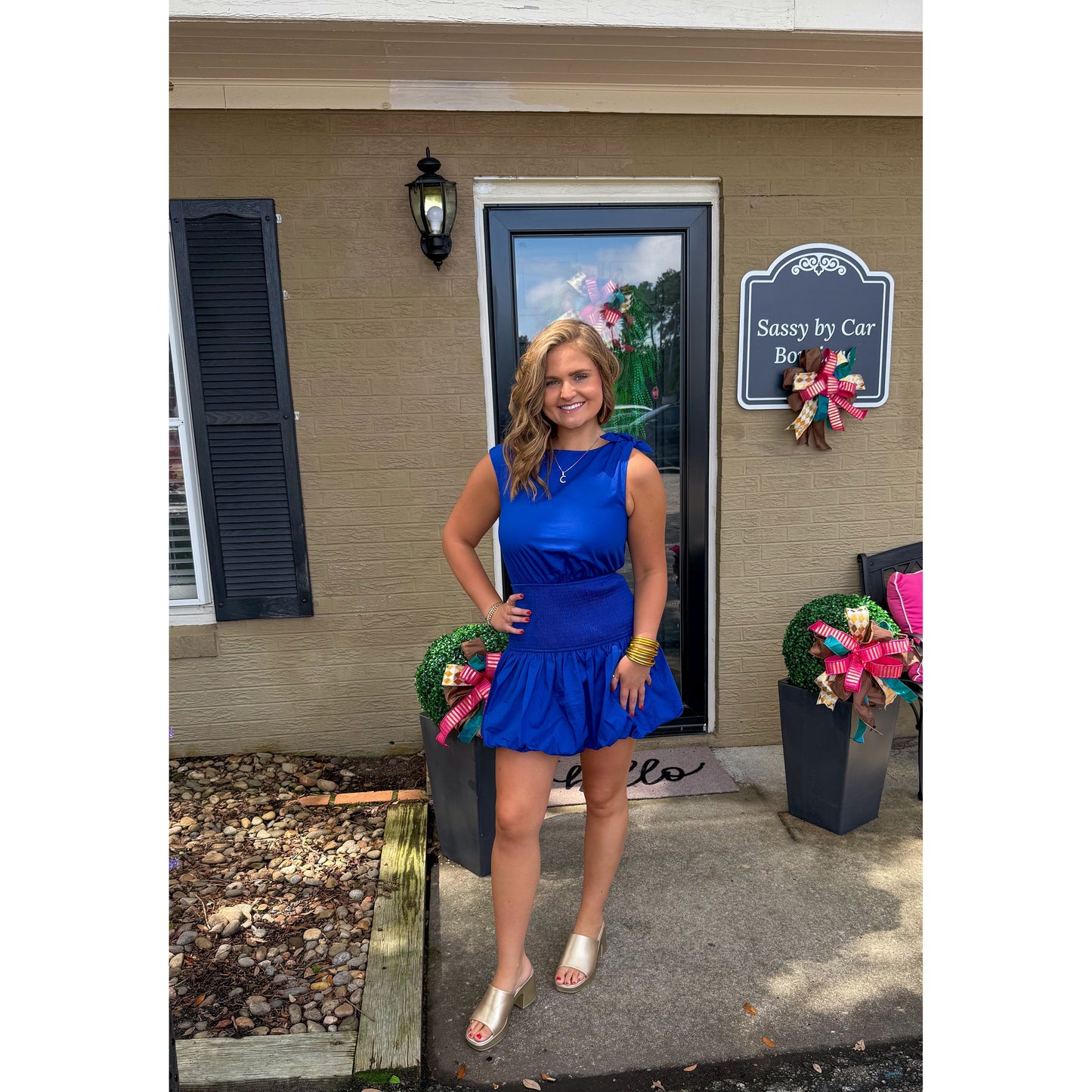 Maddy Detail Mini Dress, Royal Blue