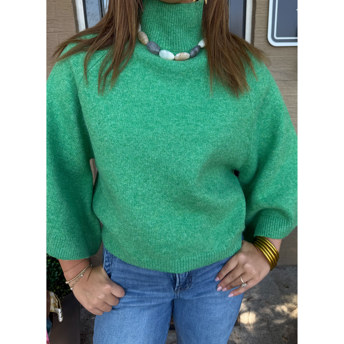 Ellison Mockneck Sweater, Apple Green