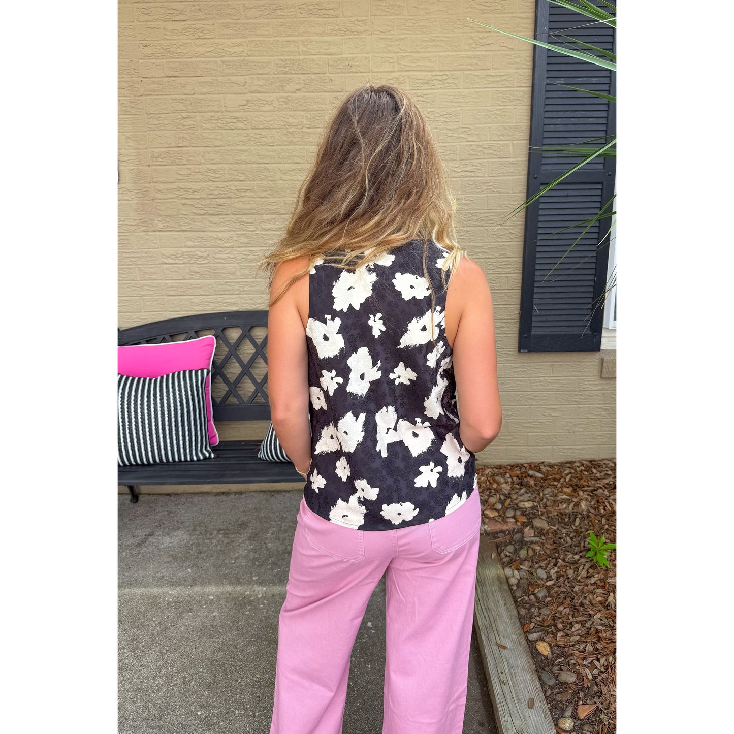 Darcy Floral Top, Black Multi