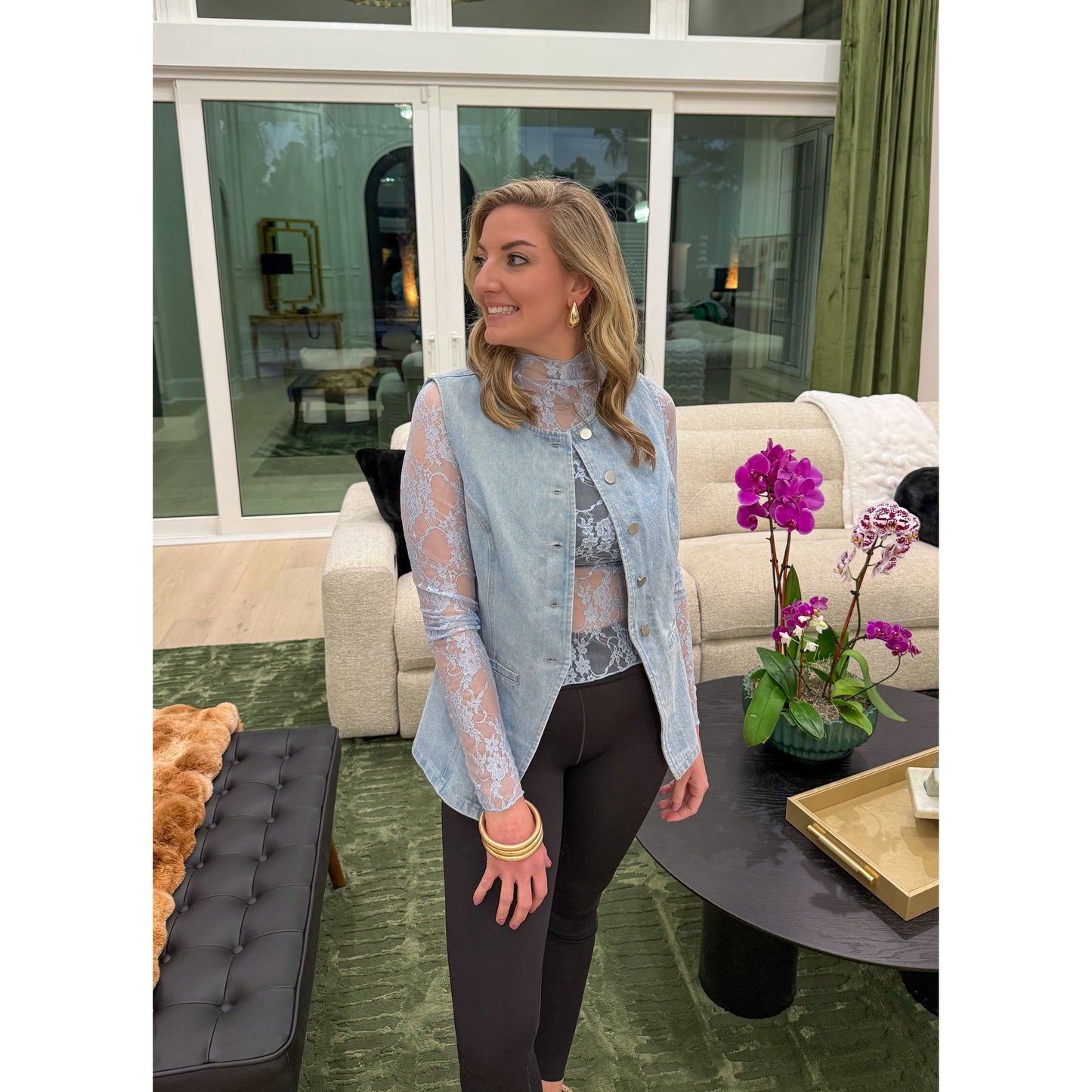 Selena Lace Top, Light Blue