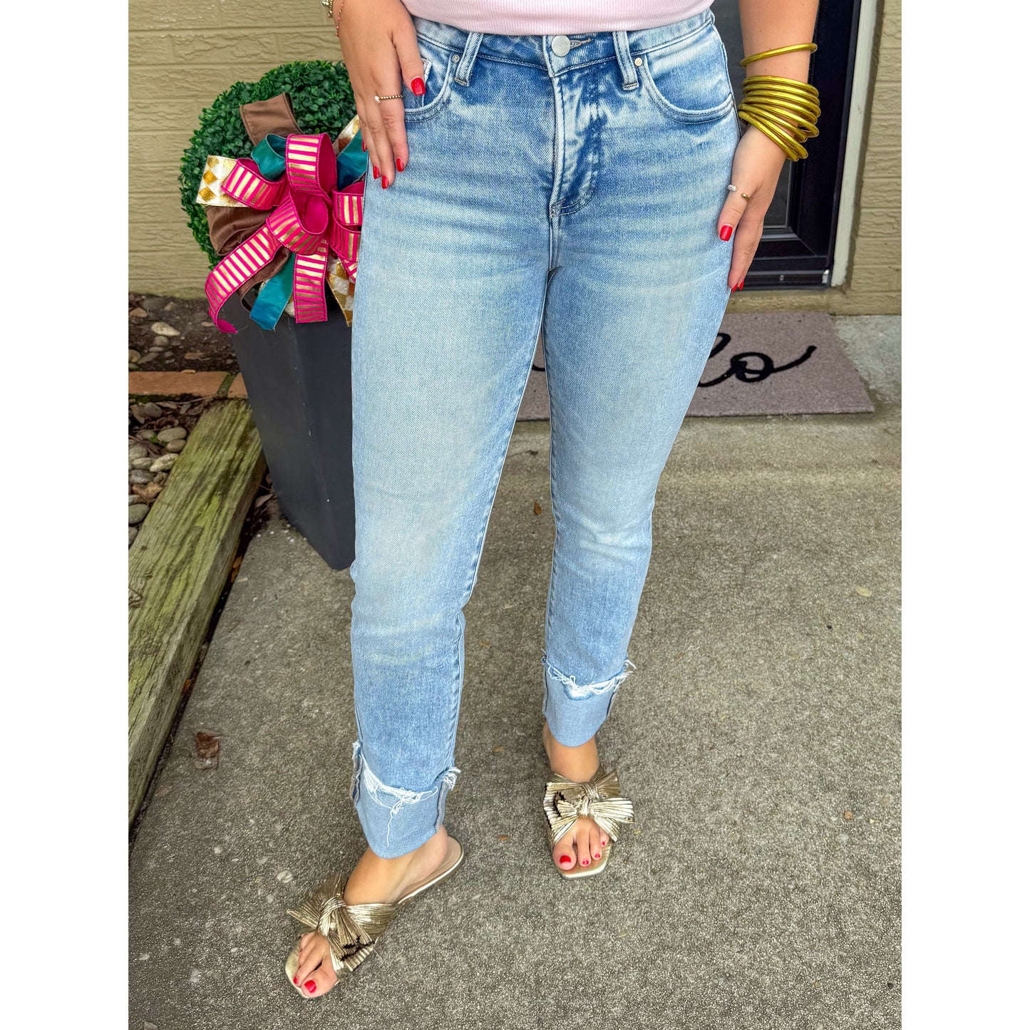 Lindsay Cuffed Jeans, Light Wash