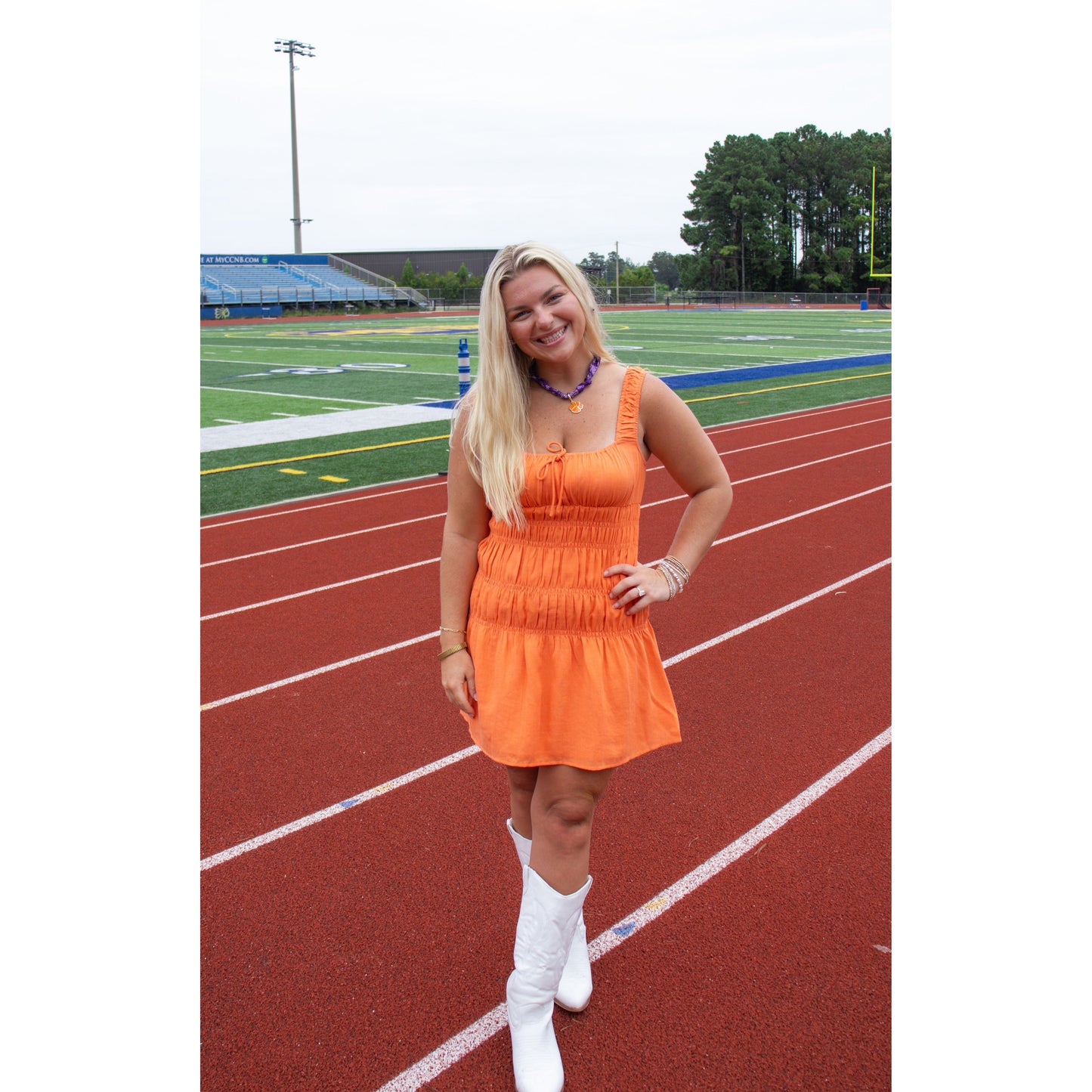 Charley Smocked Mini Dress, Orange