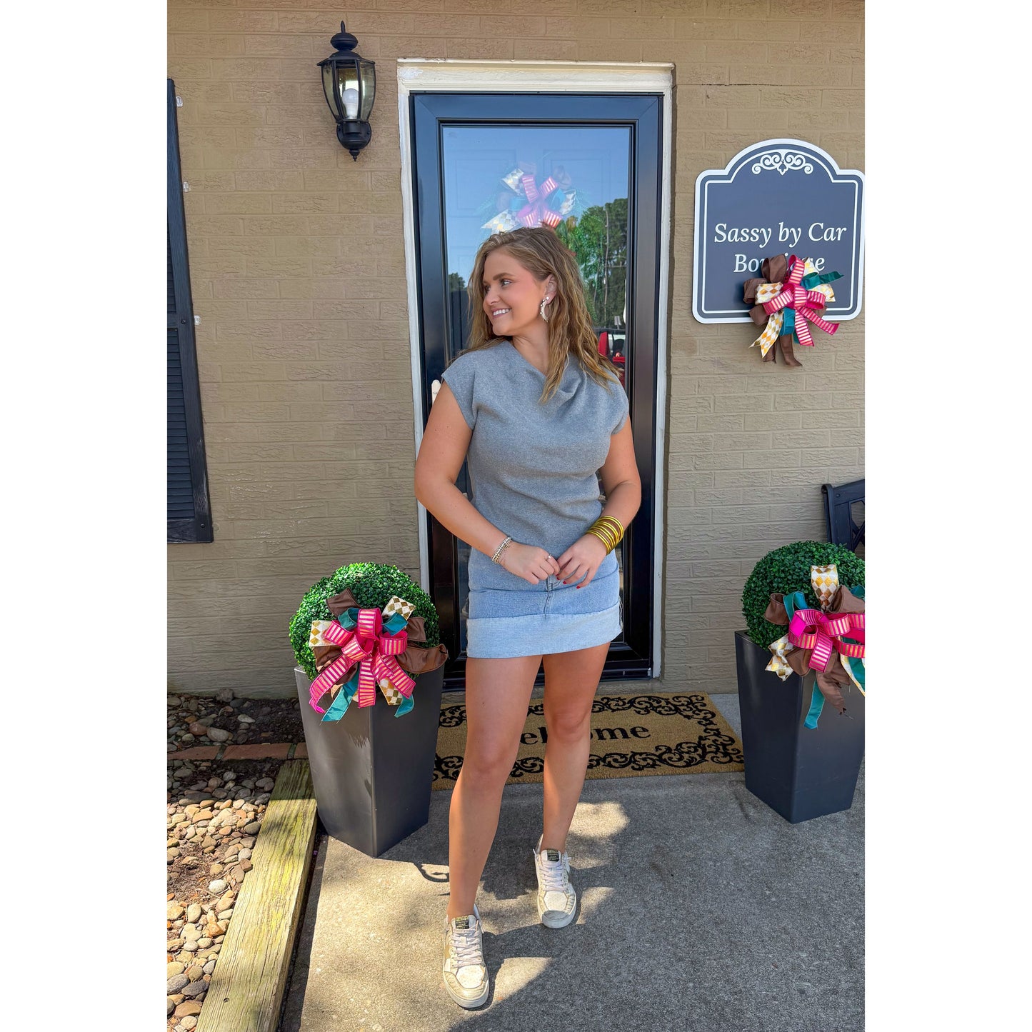 Emery Knit Top, Heather Grey