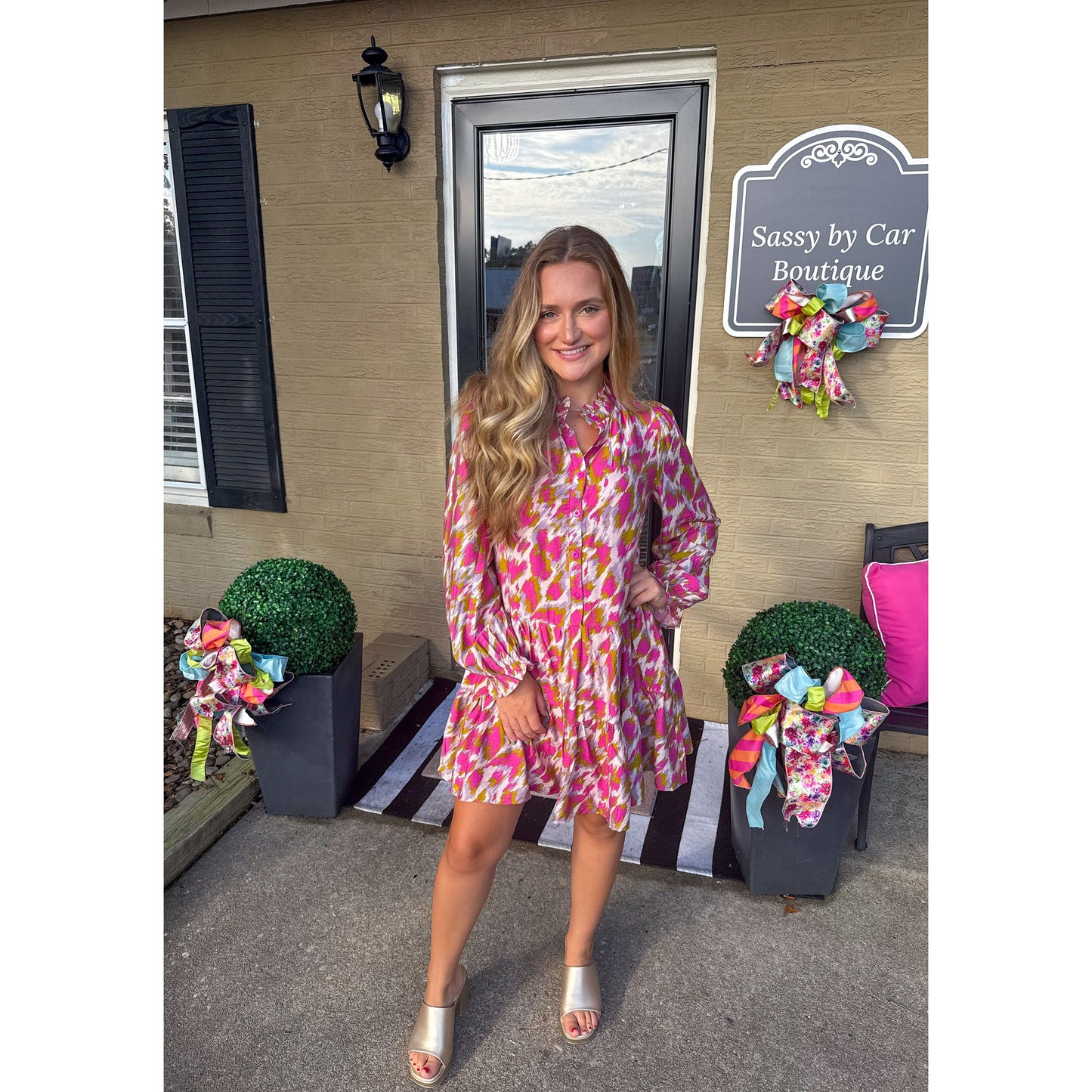 Emersyn Pattern Mini Dress, Multi-Color
