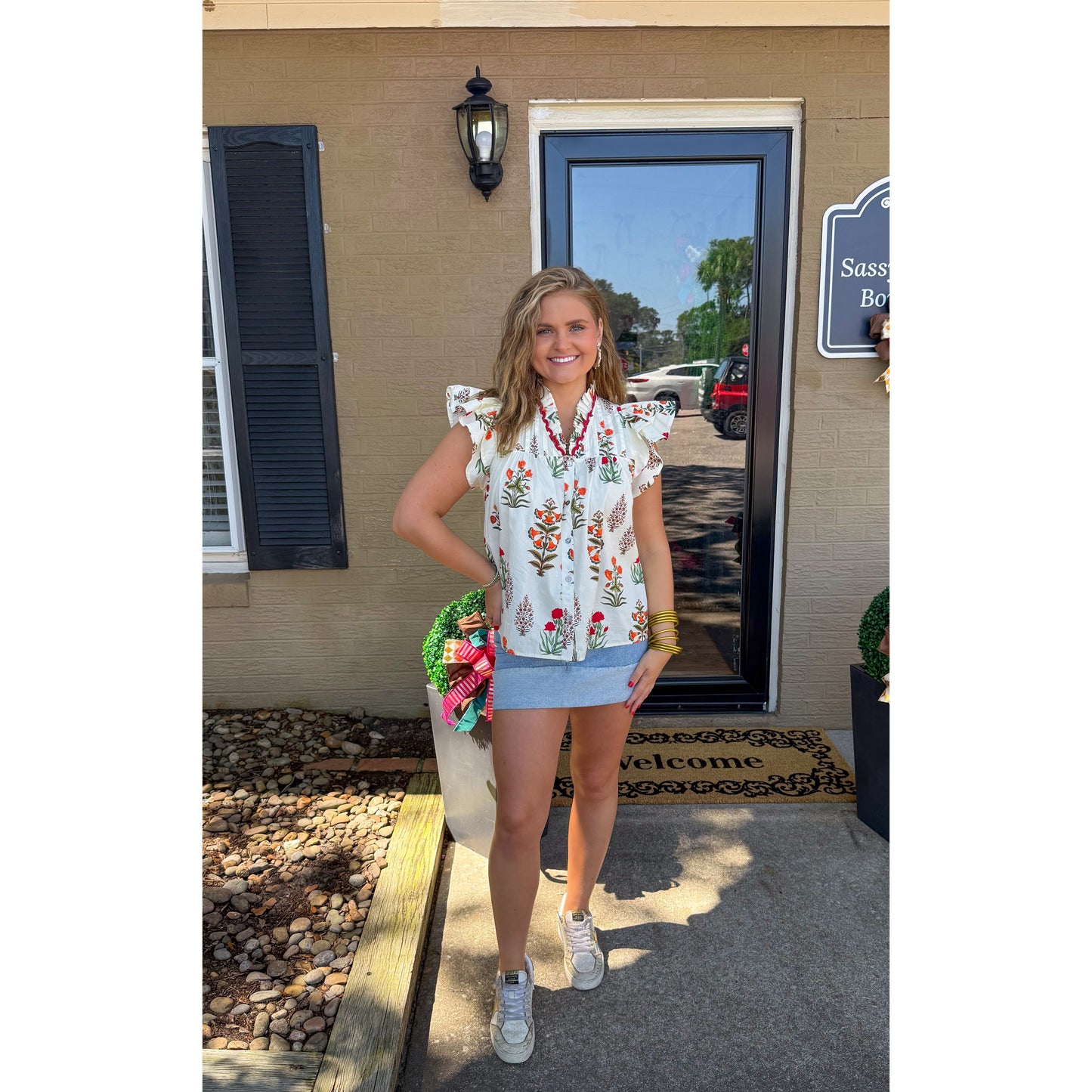 Madelyn Blouse, Ivory Multi