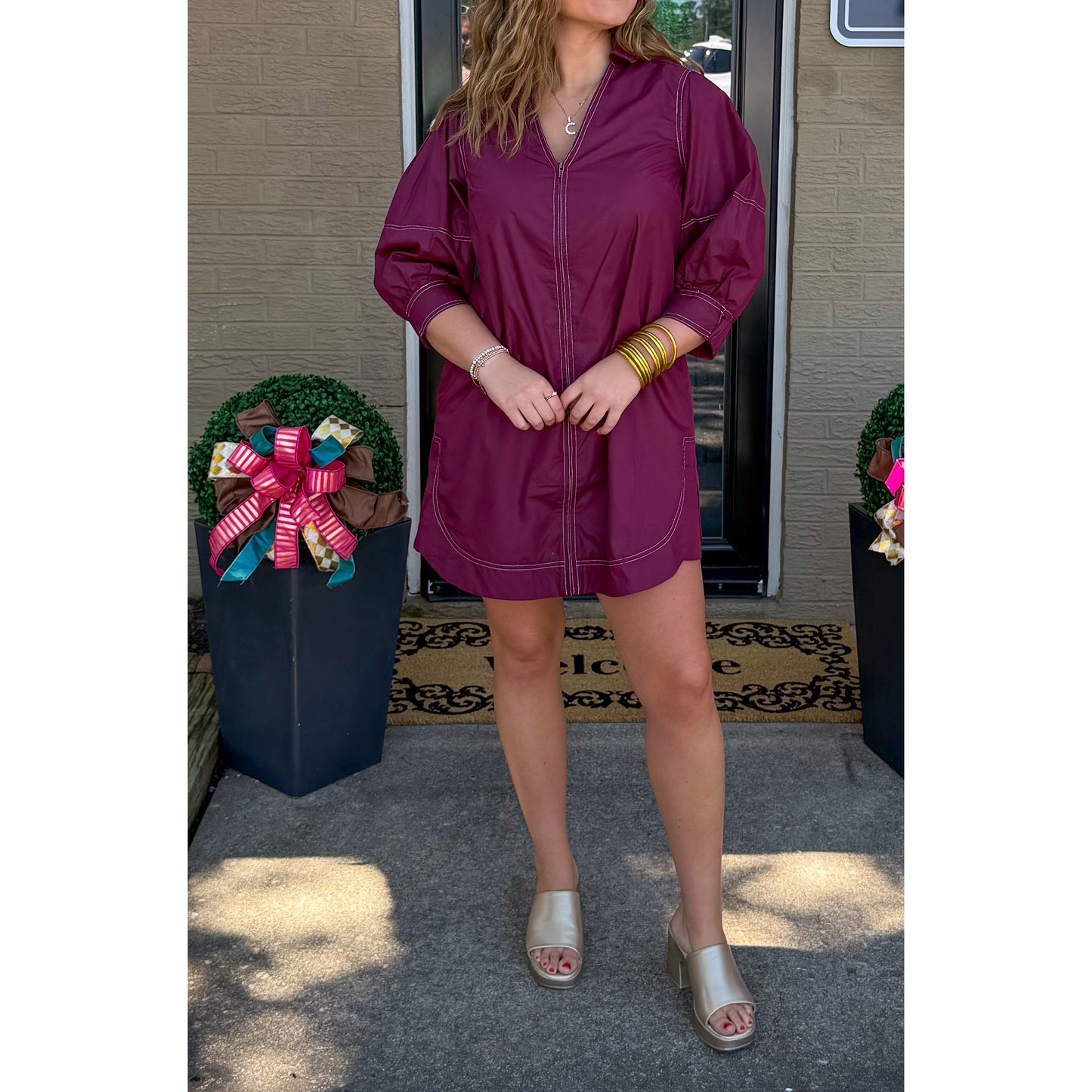 Ashe Mini Dress, Burgundy
