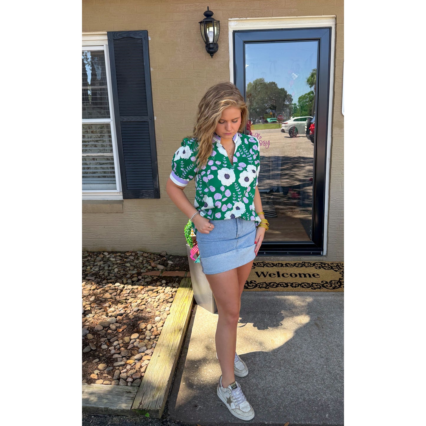 Claire Blouse, Green Multi
