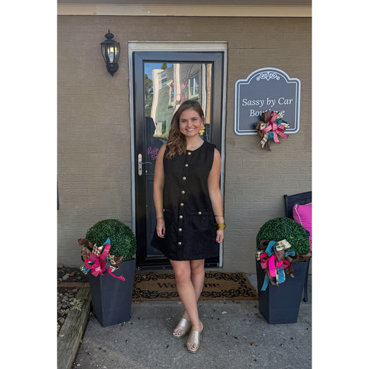 Faux Suede Mini Dress, Black