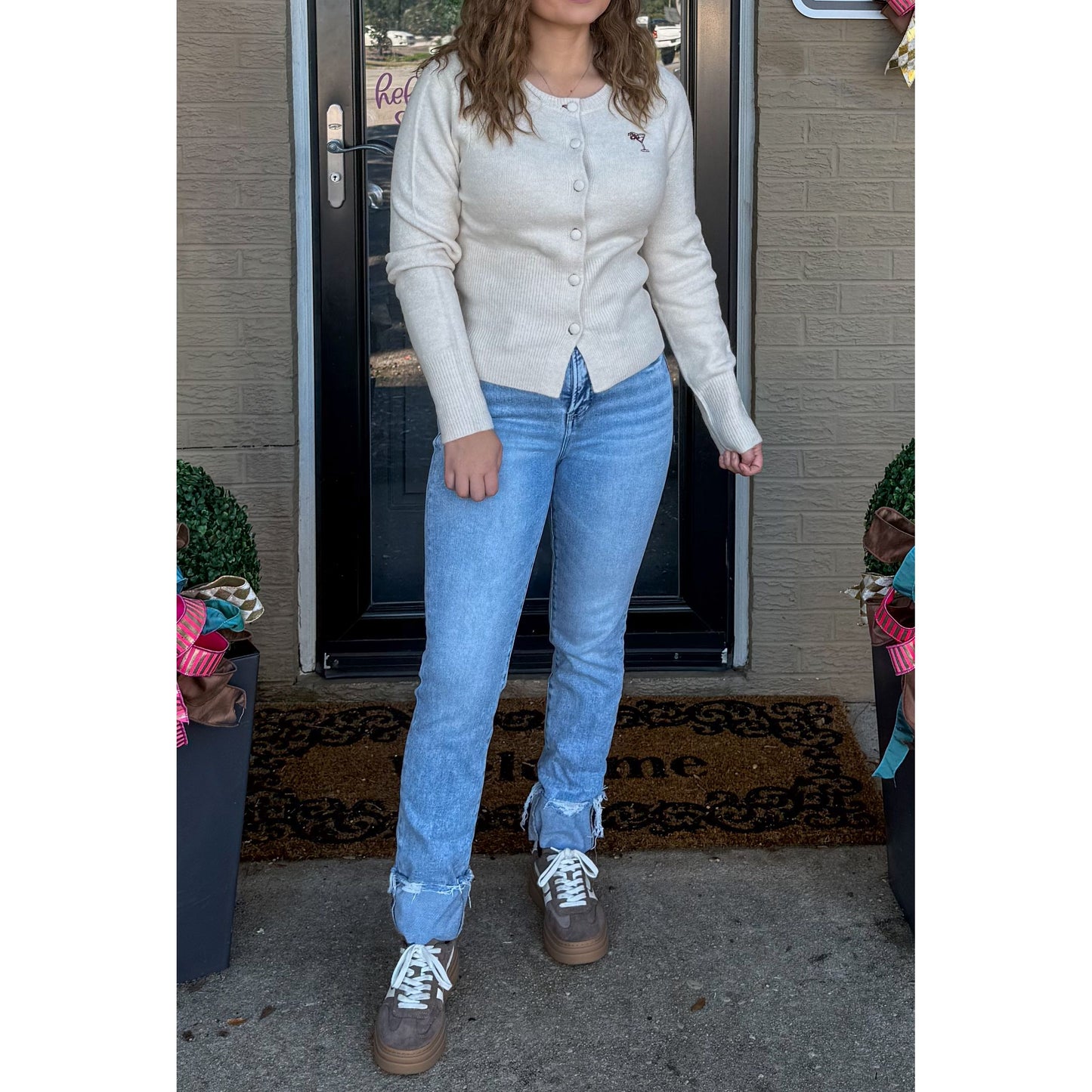 Cherry Tini Cardigan, Cream
