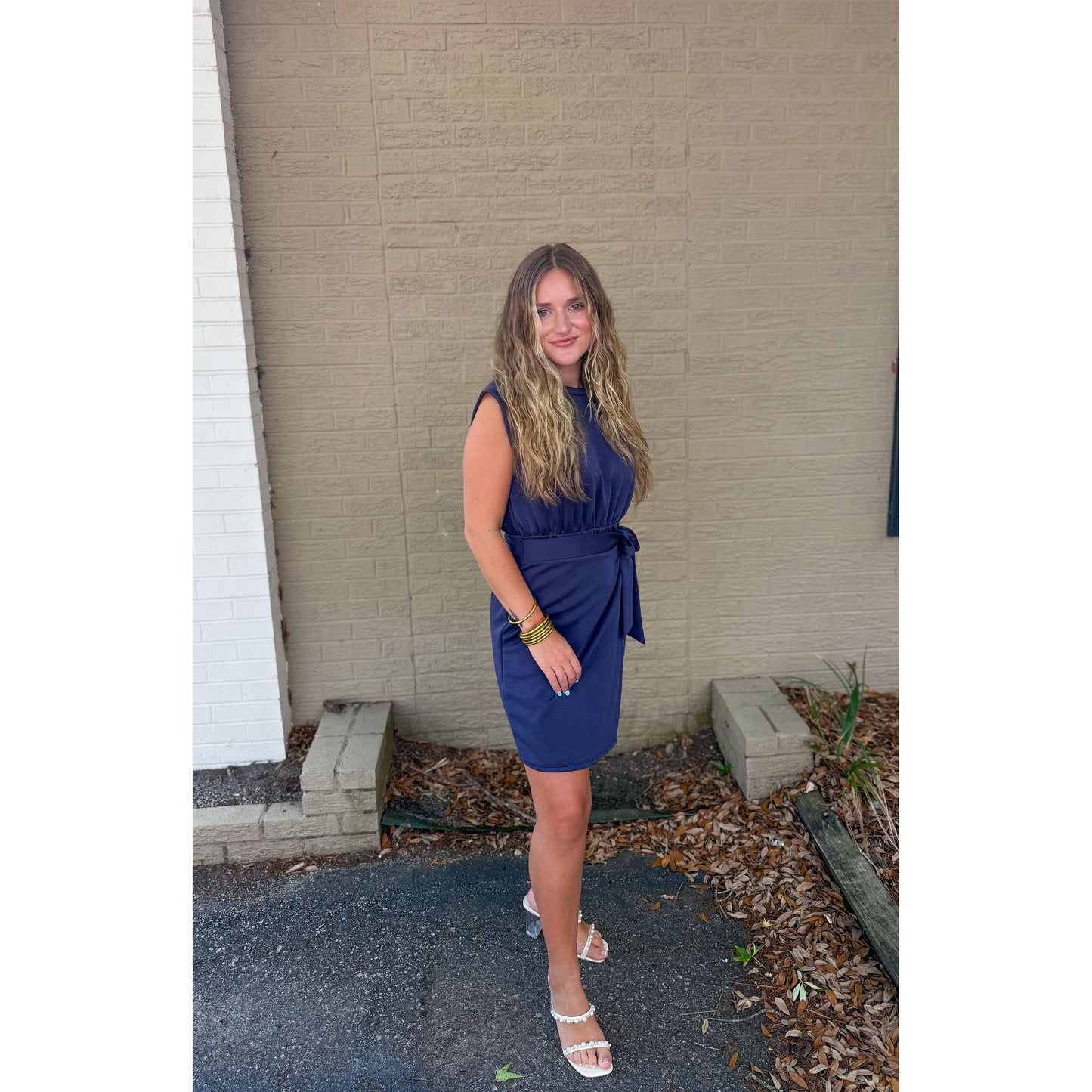 Reagan Wrap Mini Dress, Navy