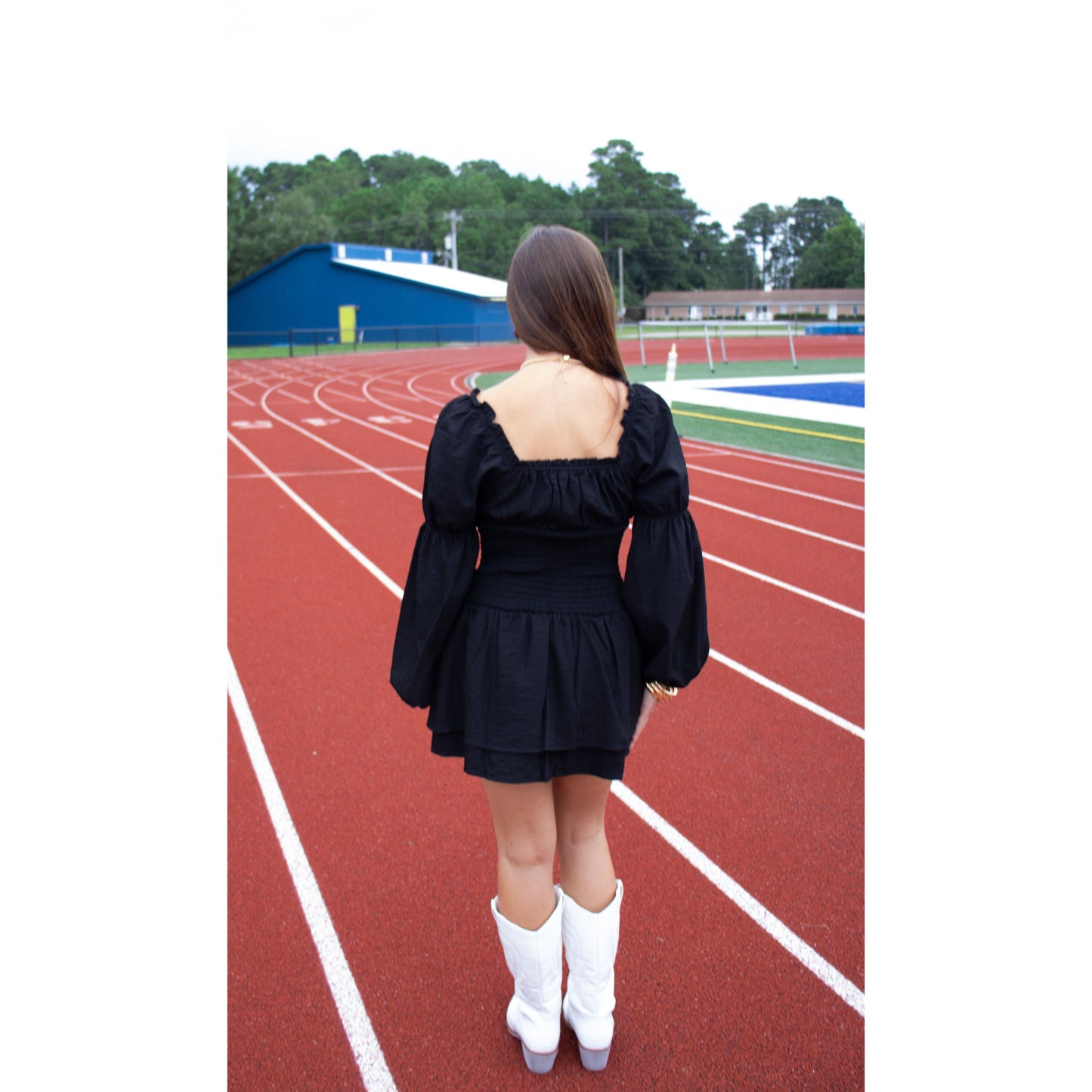 Sutton Smocked Detail Dress, Black