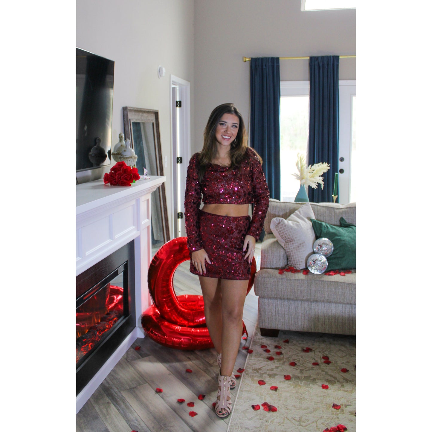 Wren Sequin Set, Wine