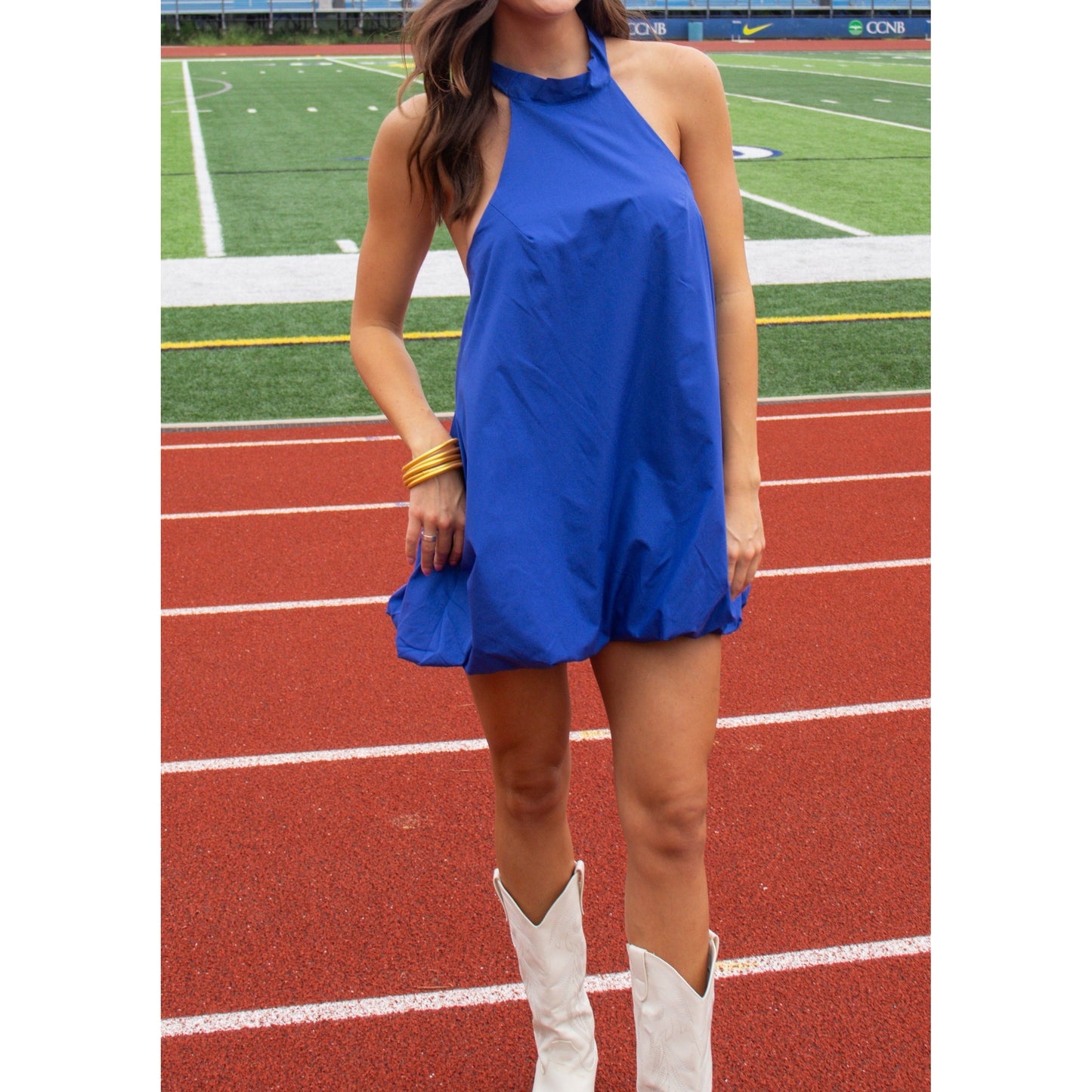 Remi Halter Neck Mini Dress, Royal Blue