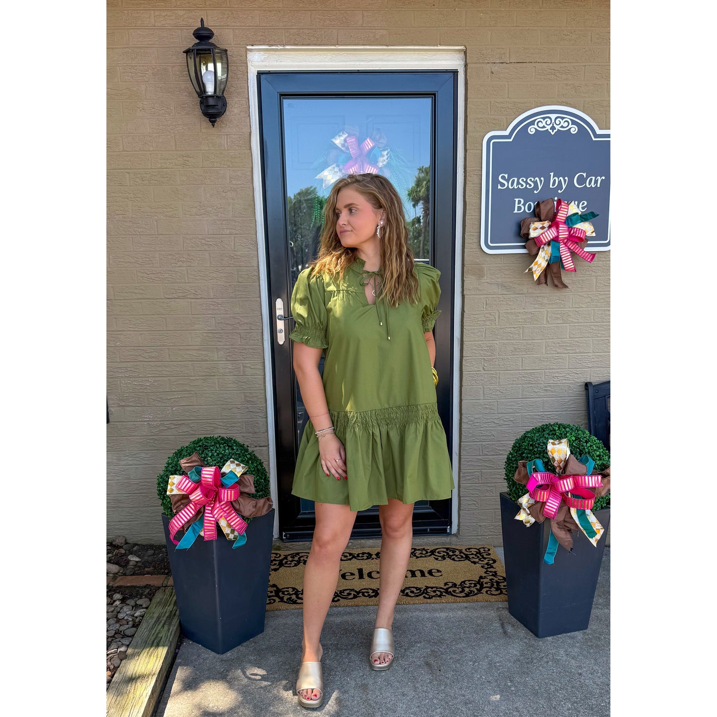 Josie Mini Dress, Olive Green