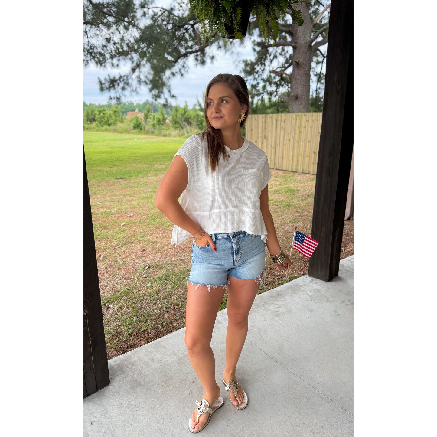 Eloise Detail Top, White