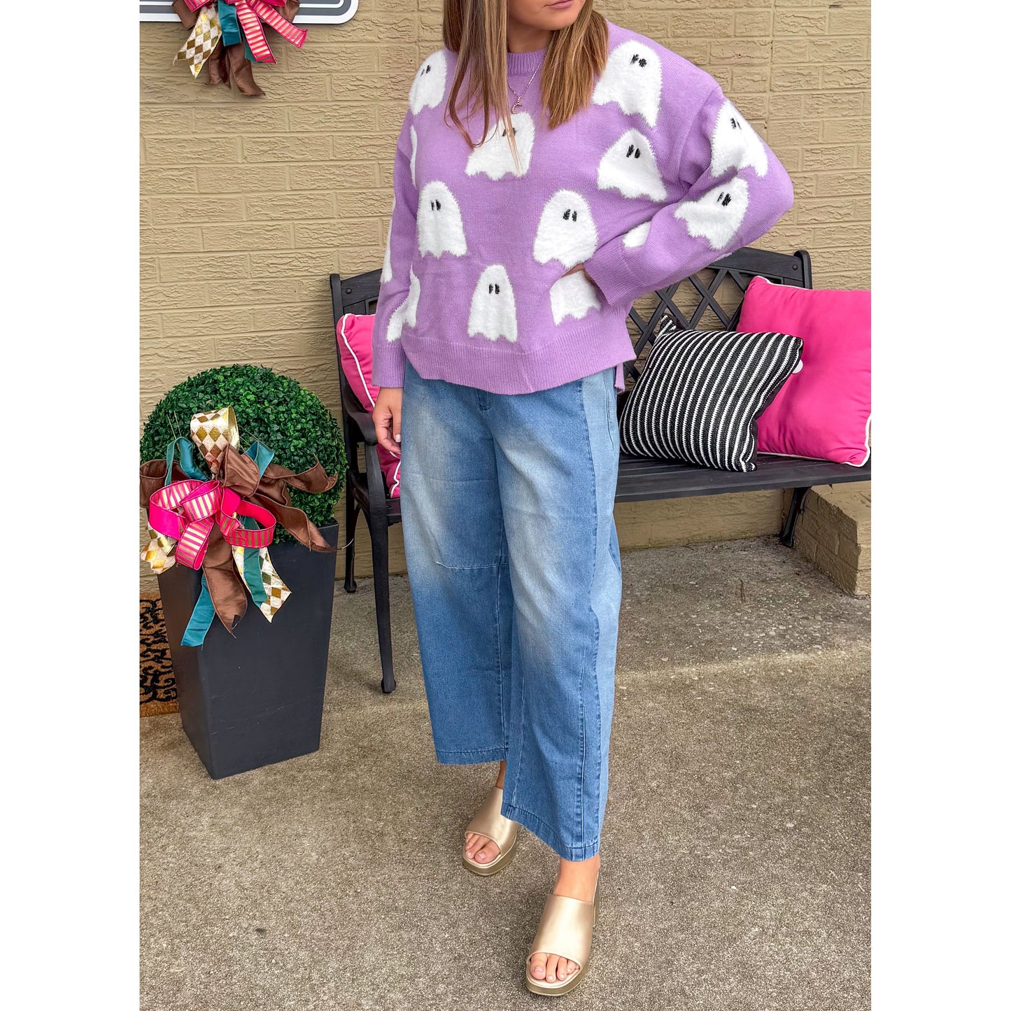 Spooky Sweater, Purple/White