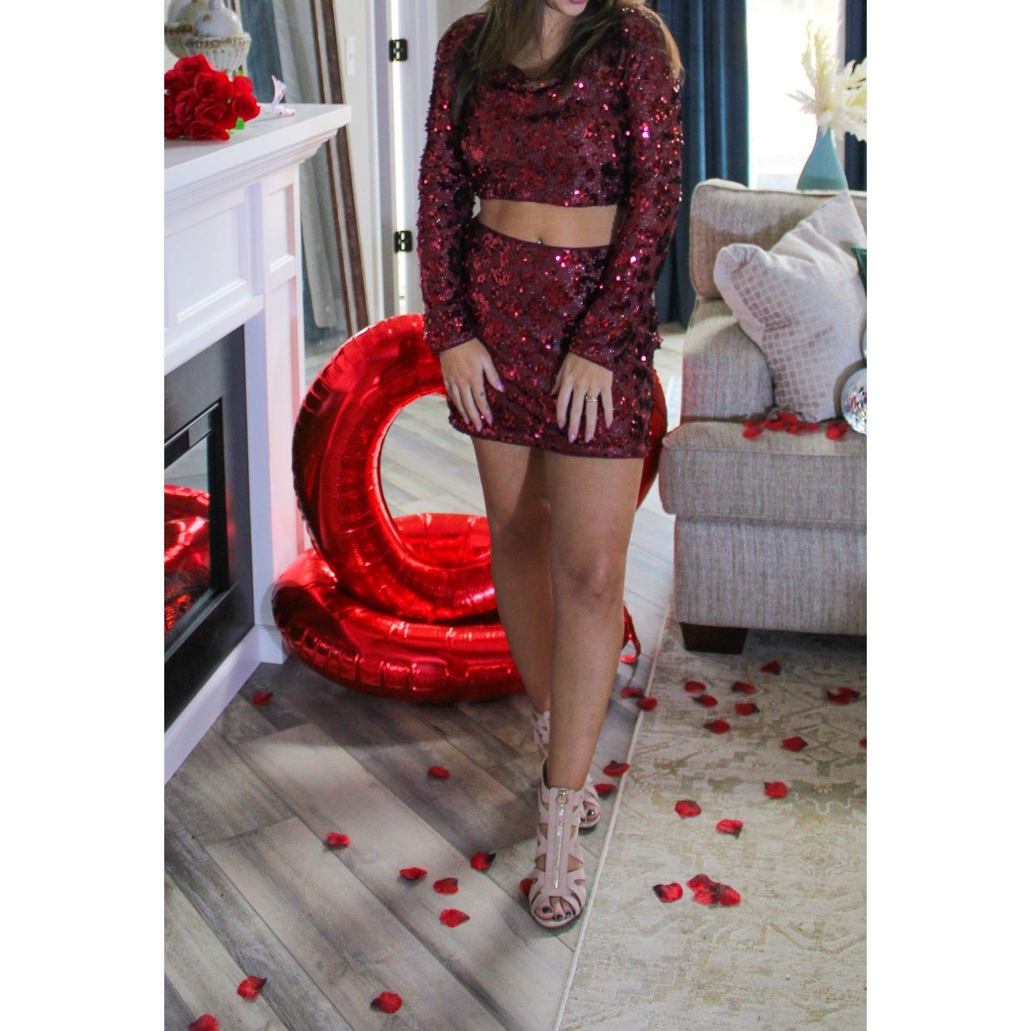 Wren Sequin Set, Wine