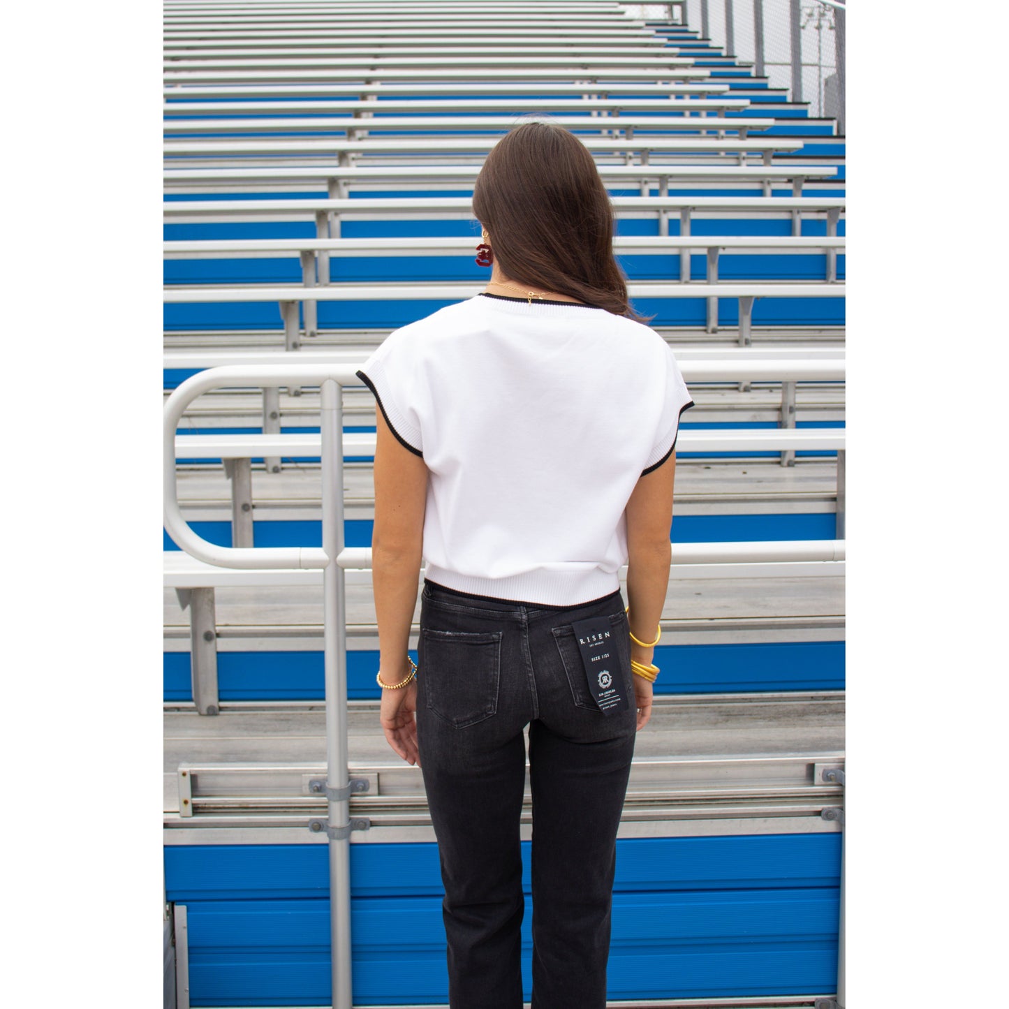 Gameday Tinsel Top, White/Black