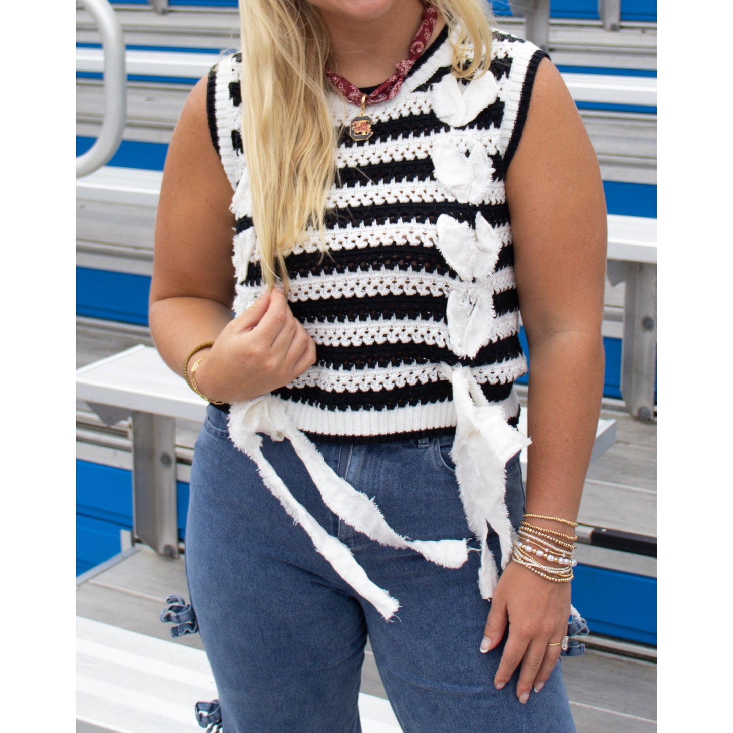 Anna Knit Top, Black/White