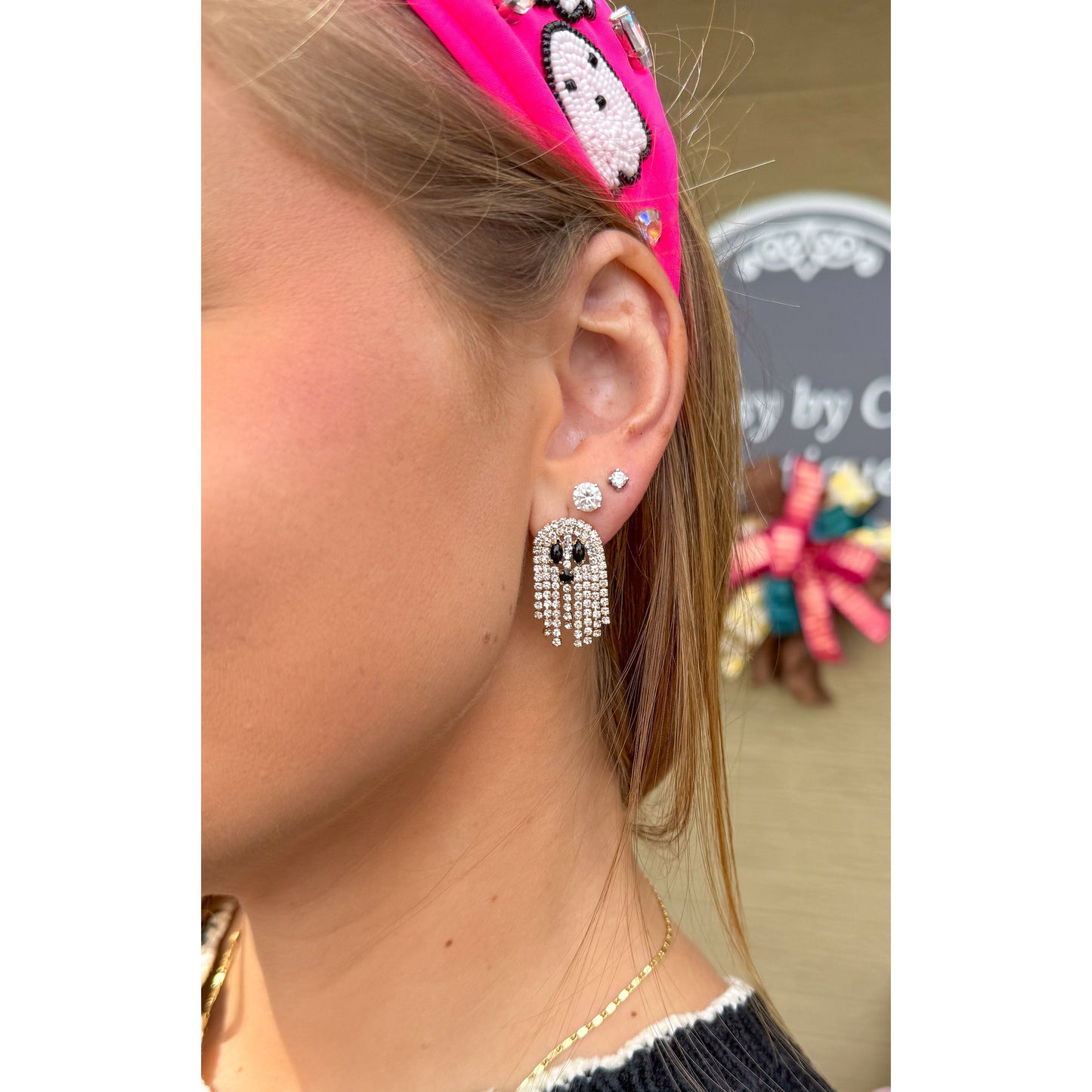 Ghost Rhinestone Earrings