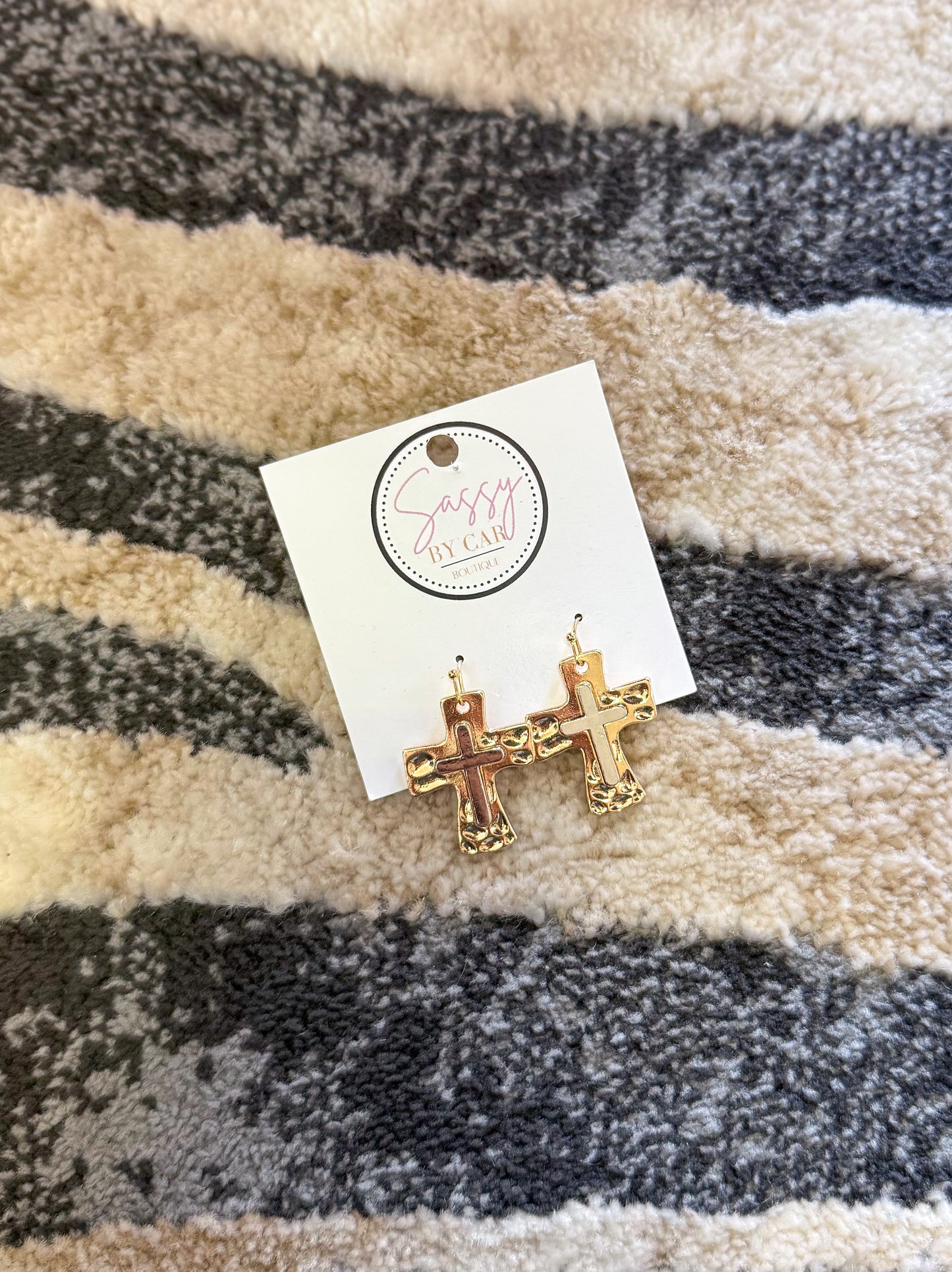 Gold/Silver Cross Earrings