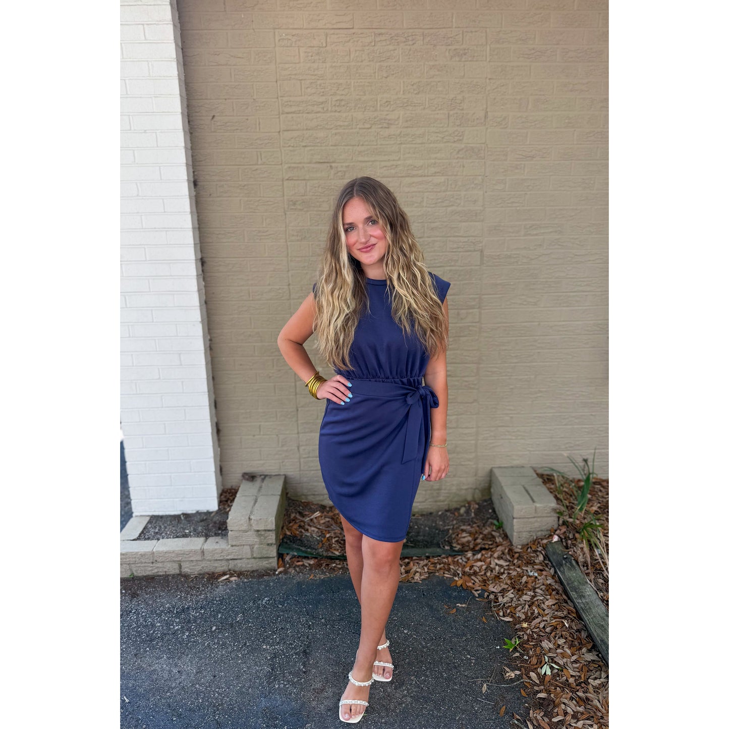 Reagan Wrap Mini Dress, Navy