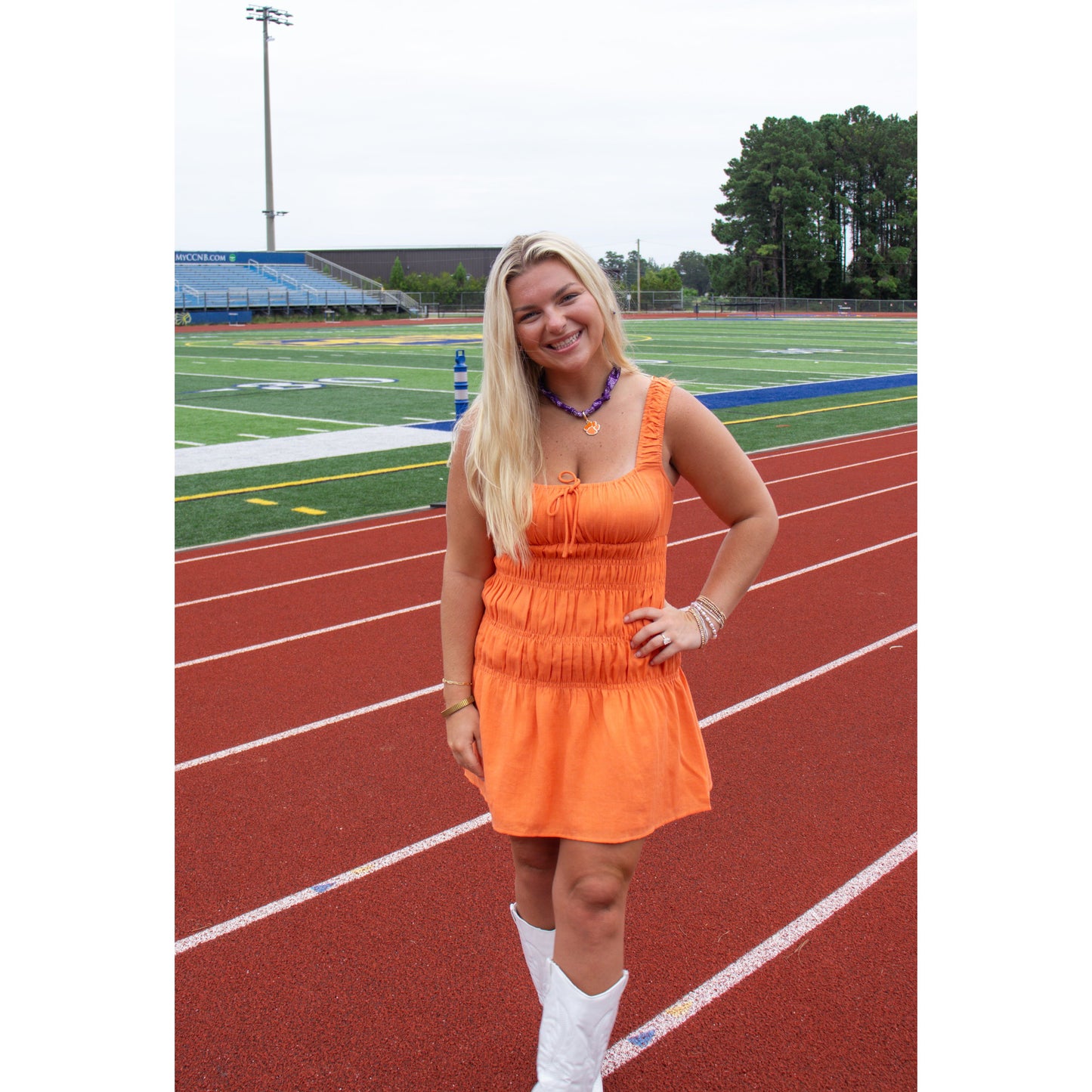 Charley Smocked Mini Dress, Orange