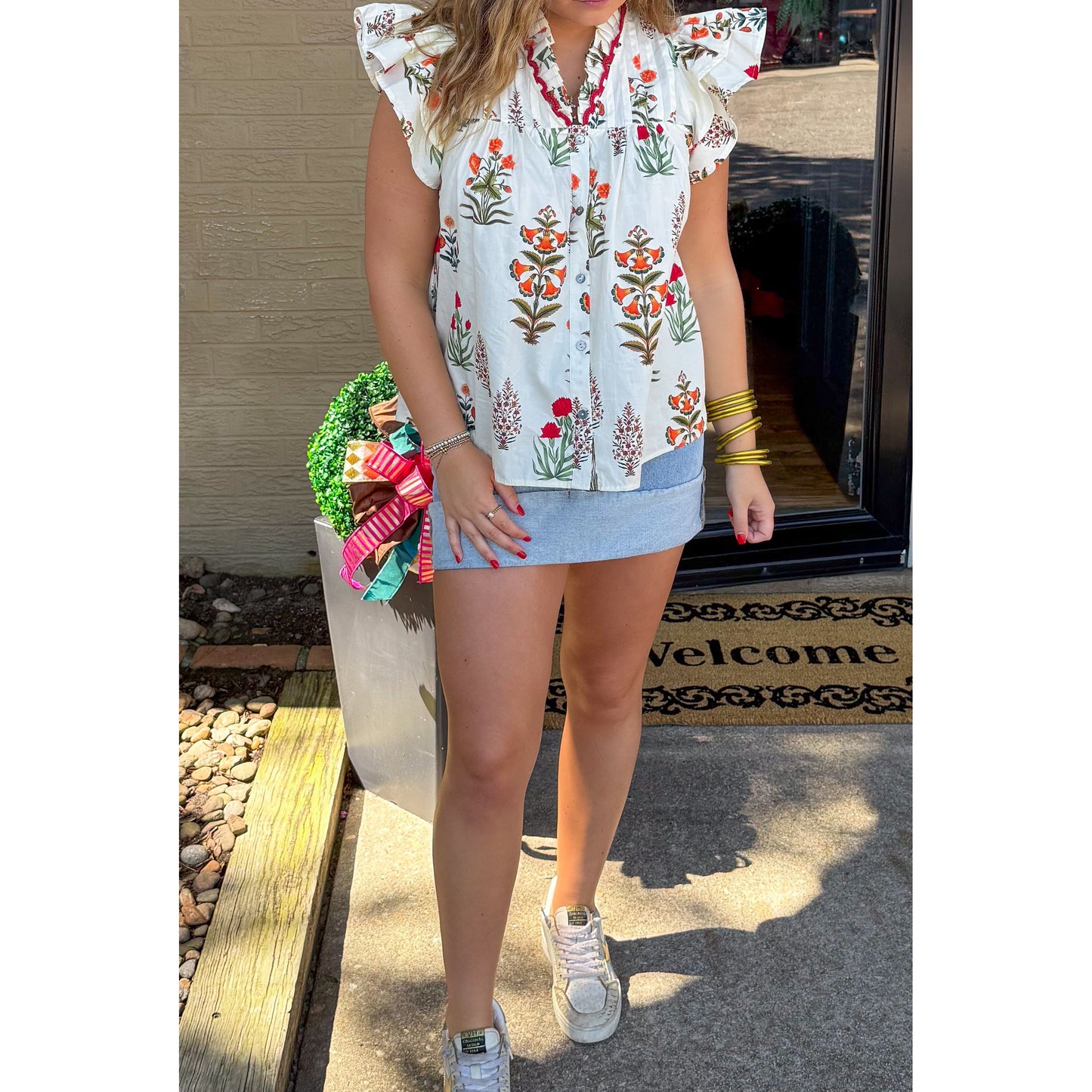 Madelyn Blouse, Ivory Multi