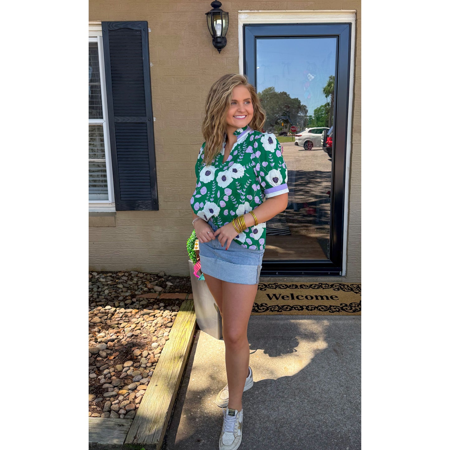 Claire Blouse, Green Multi
