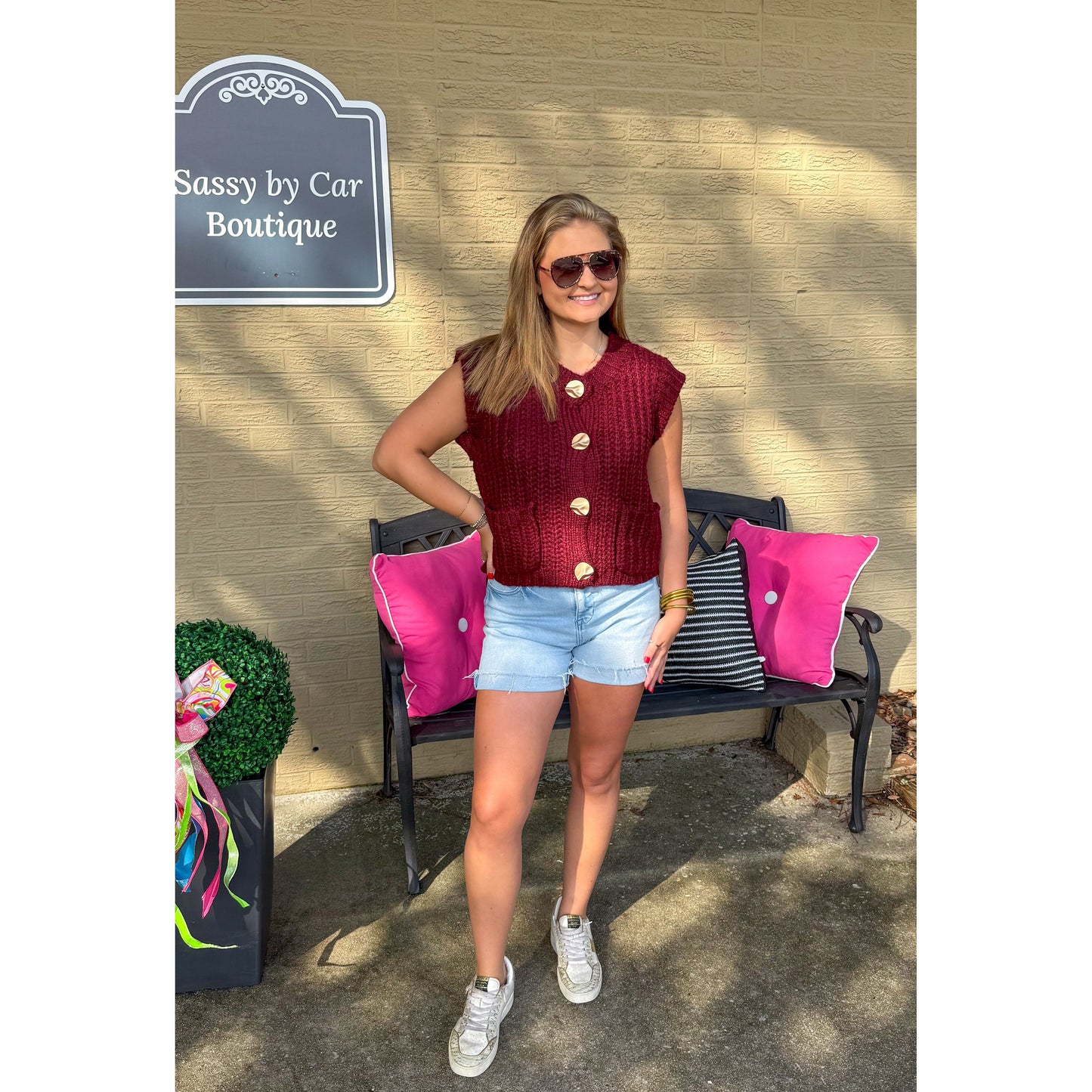 Gia Chunky Knit Top, Garnet
