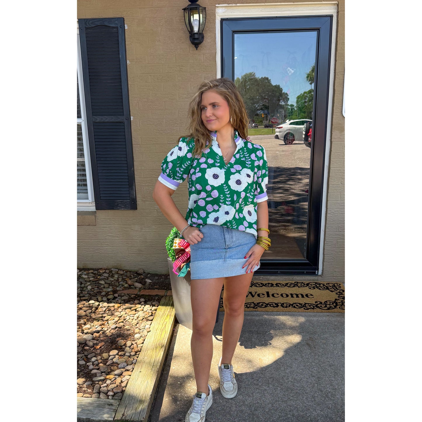 Claire Blouse, Green Multi