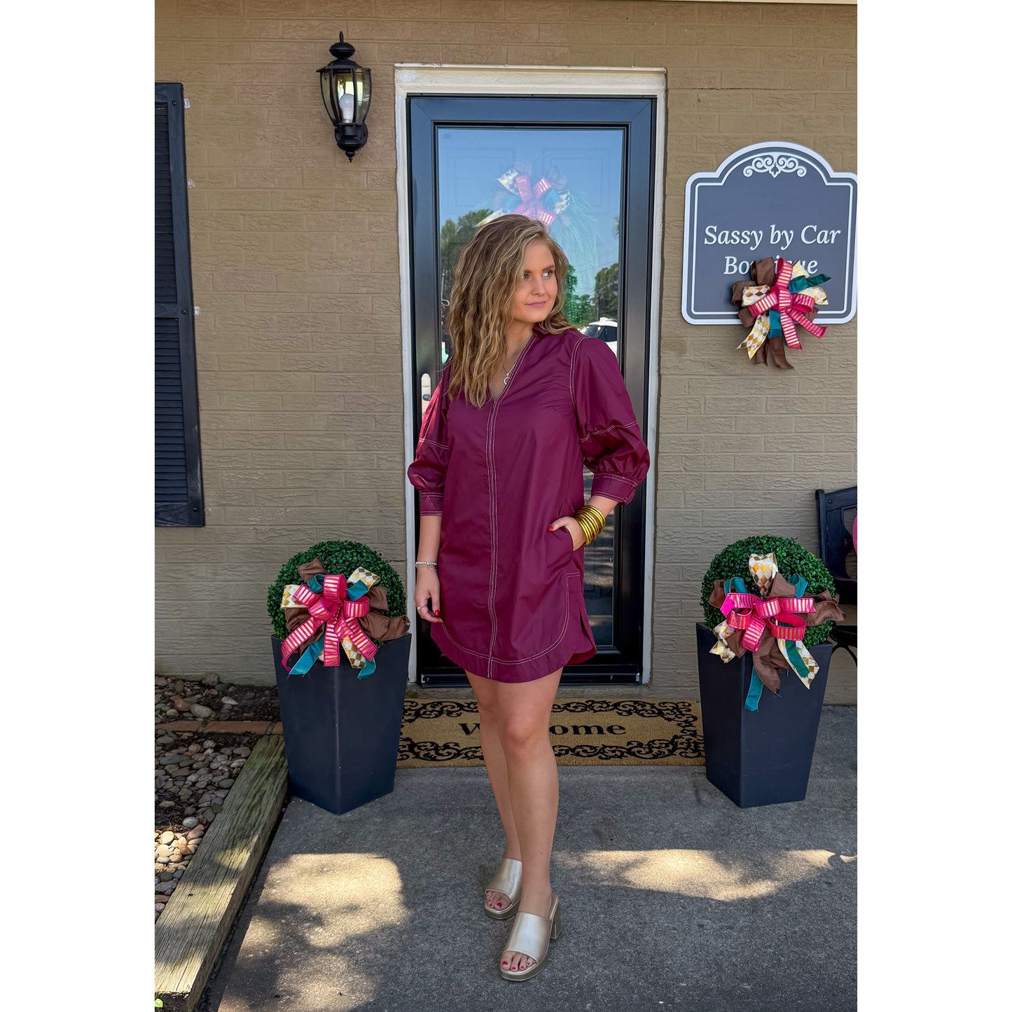Ashe Mini Dress, Burgundy