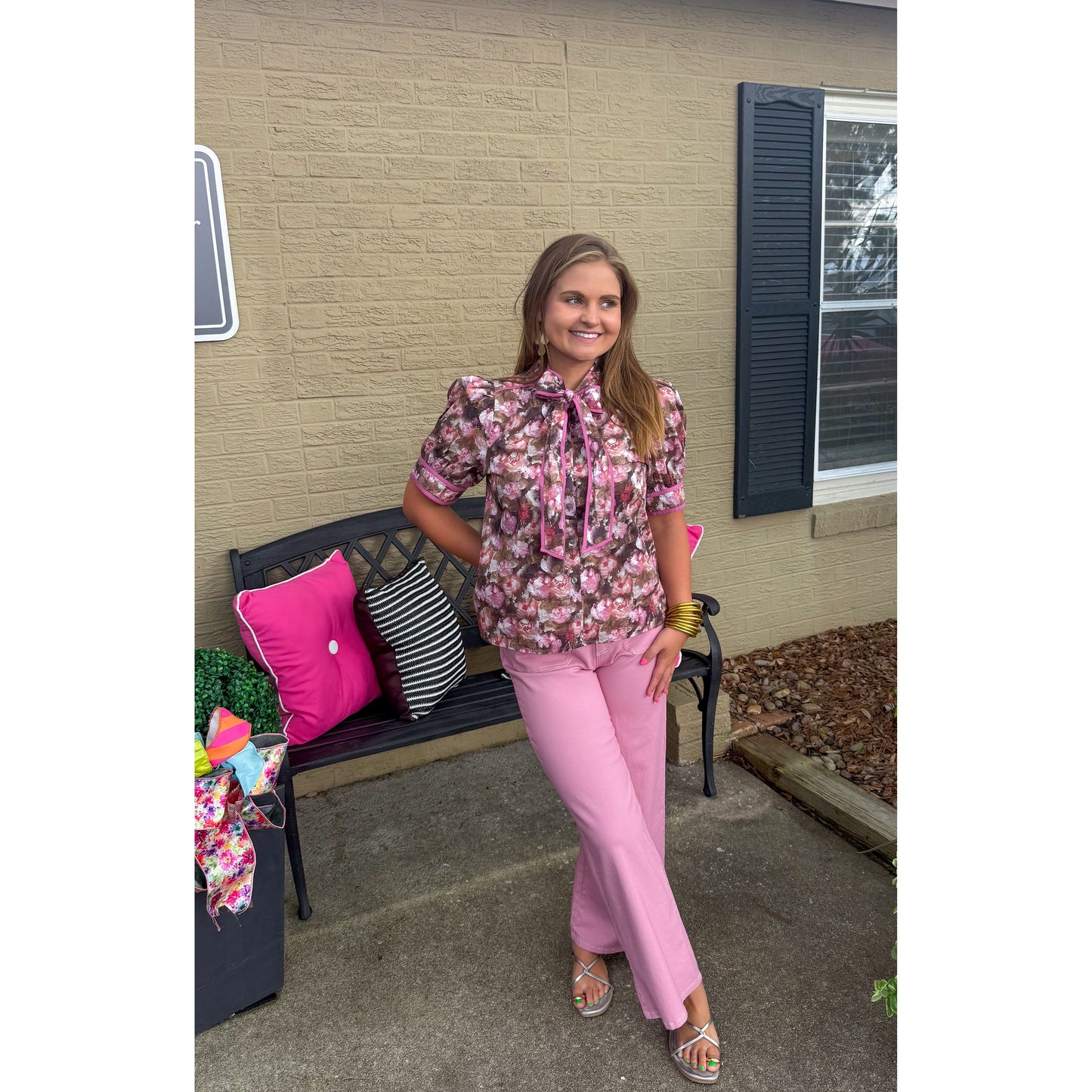 Chloe Floral Top, Mauve Multi