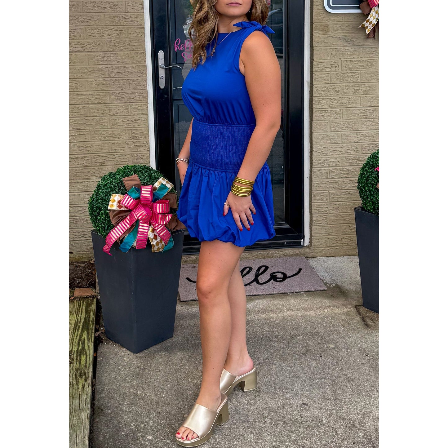 Maddy Detail Mini Dress, Royal Blue