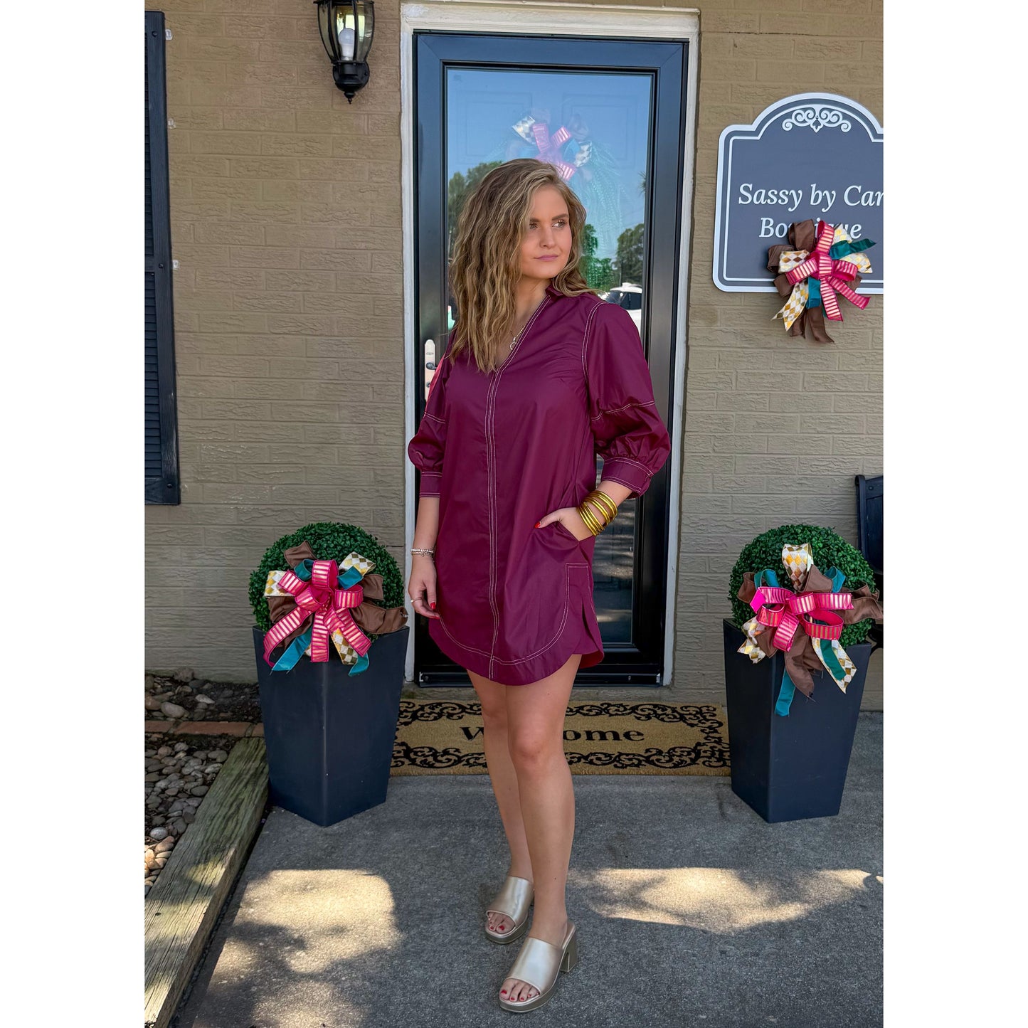 Ashe Mini Dress, Burgundy