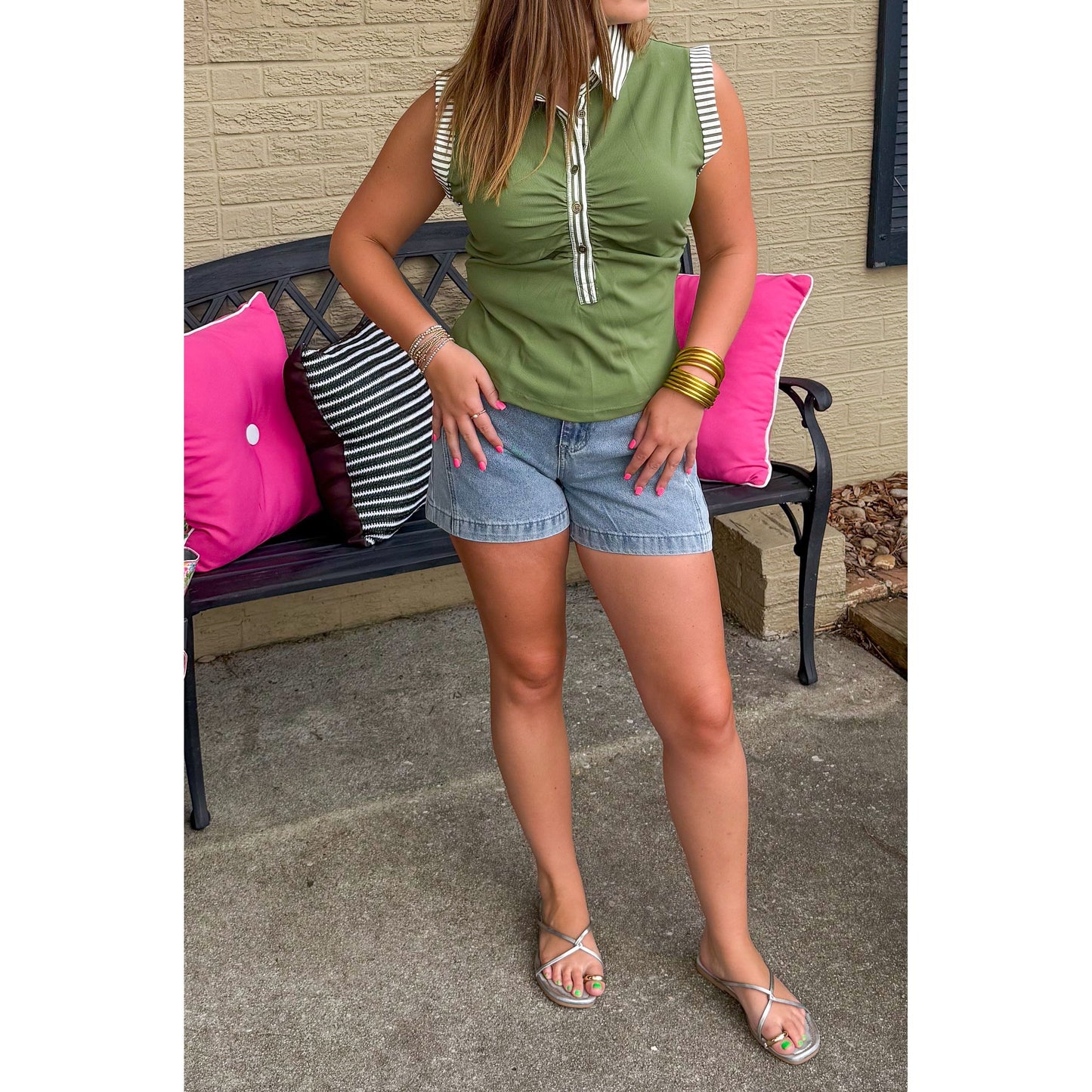 Claire Detail Top, Olive