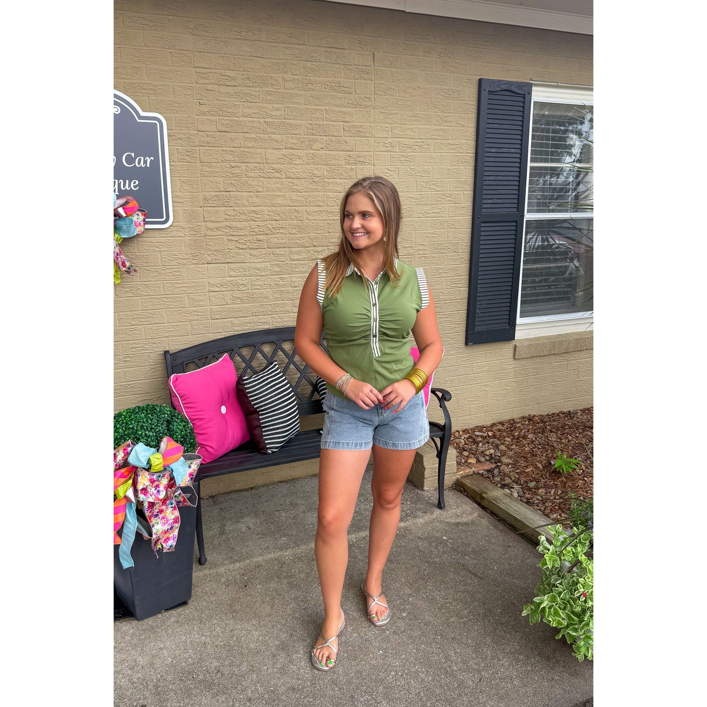 Claire Detail Top, Olive