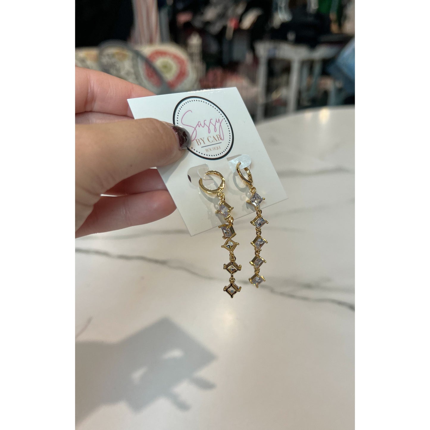 Crystal/Gold Dangle Earrings