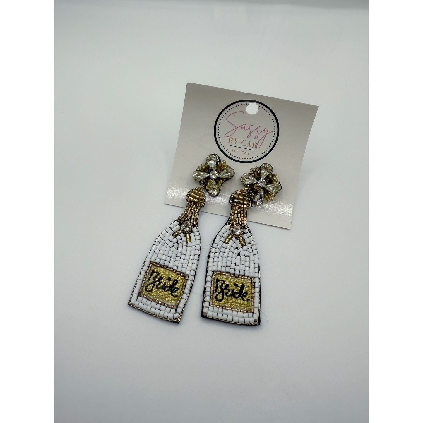 Bride Champagne Bottle Earrings, Multi