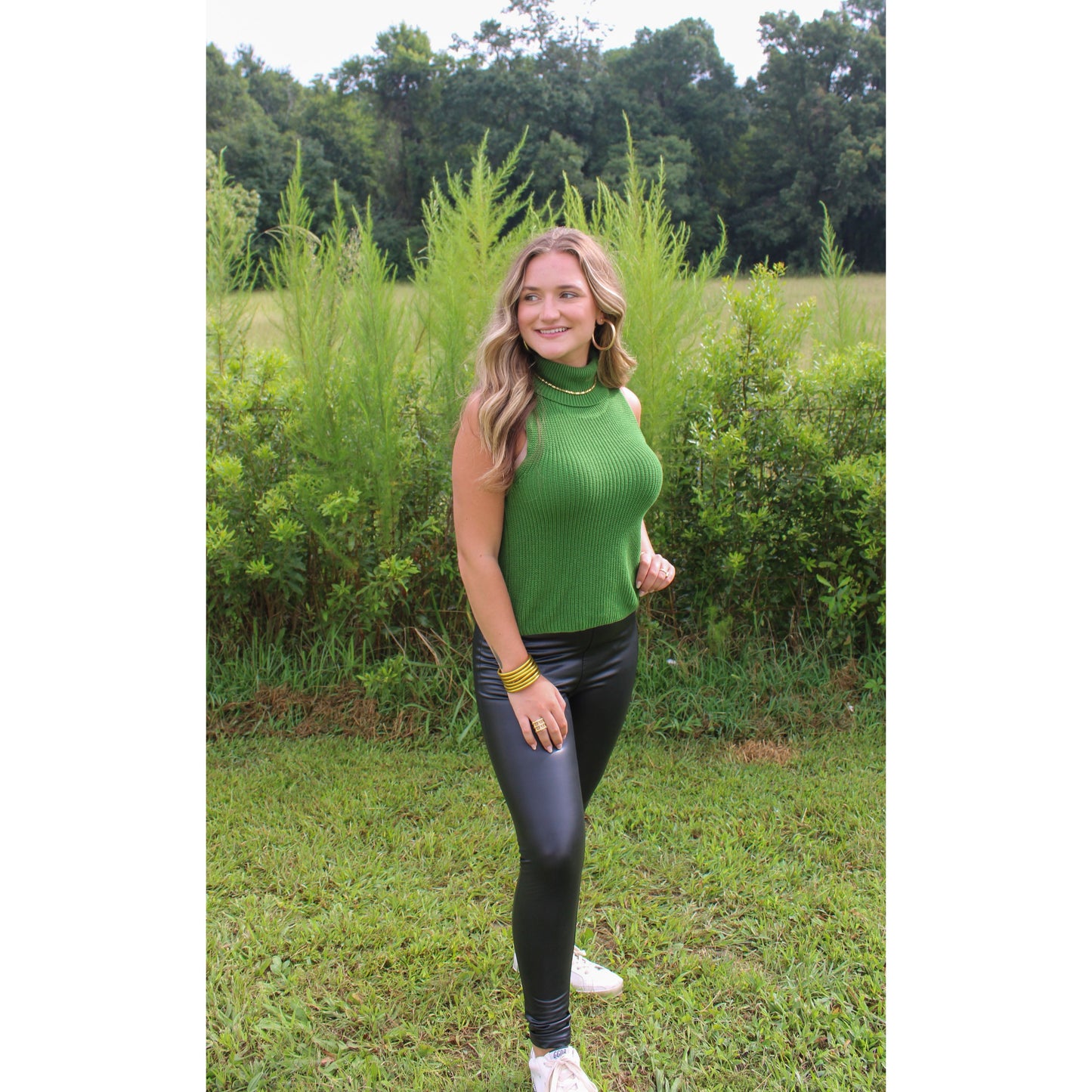 Gracie Turtleneck Knit Top, Green