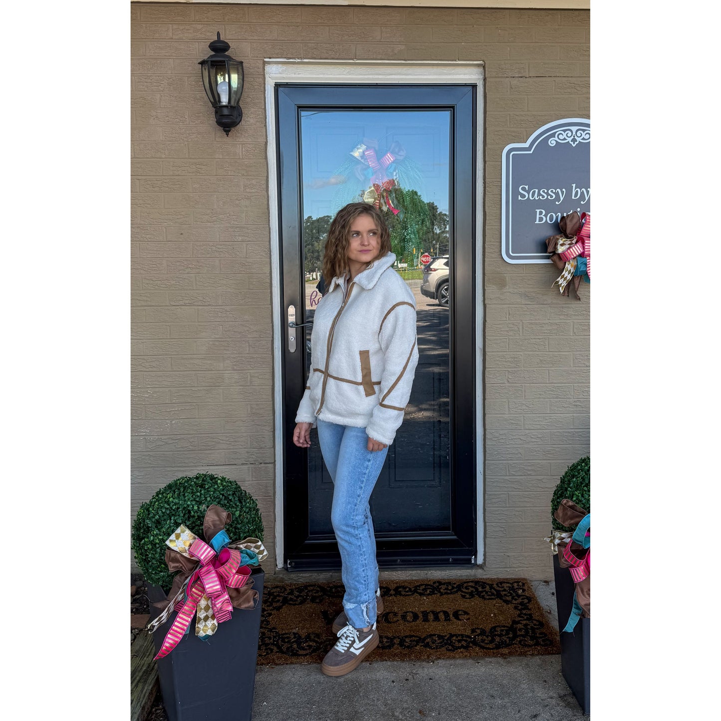 Sherpa Jacket, Cream/Taupe