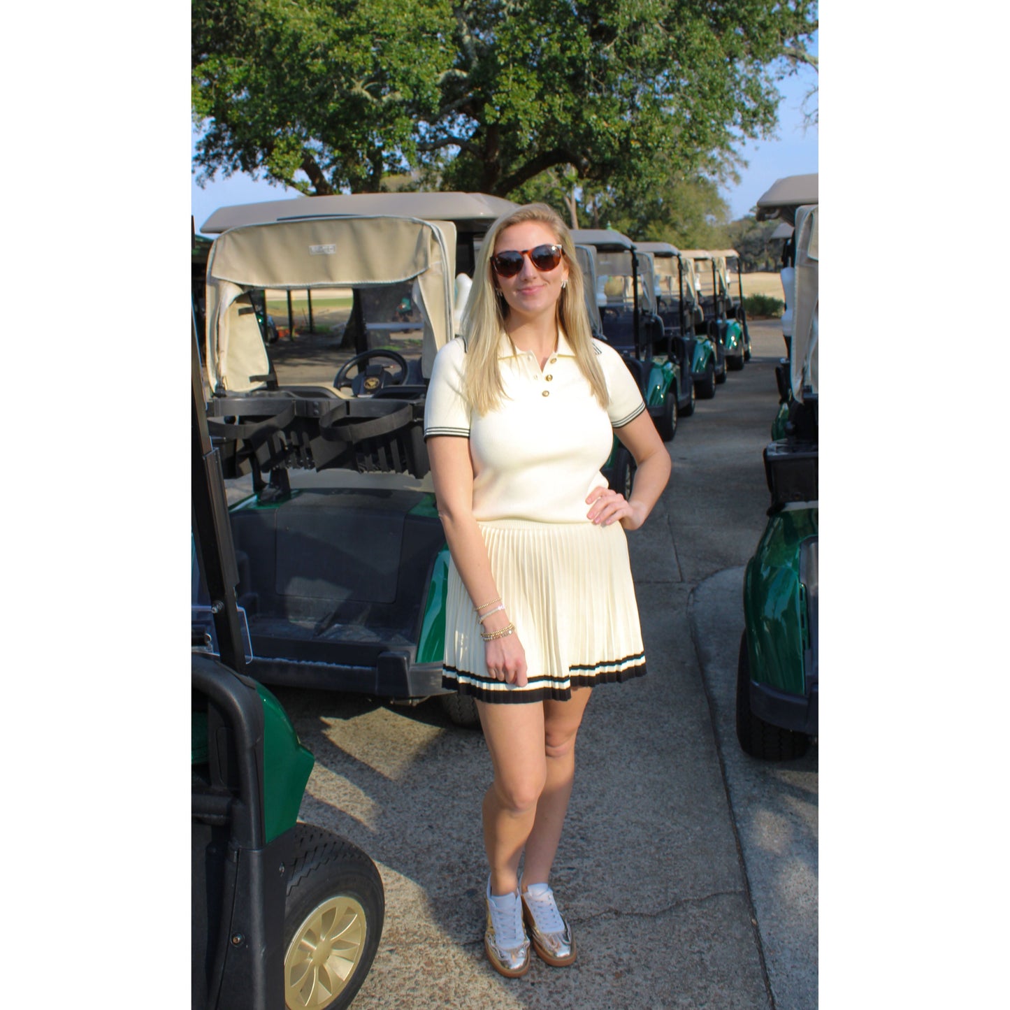 19th Hole Skirt Set, Cream/Black