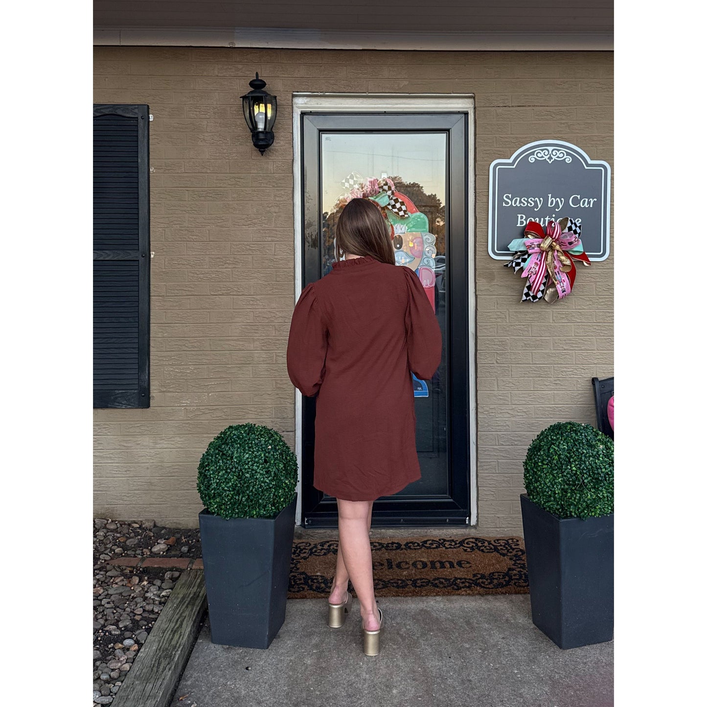 Ryleigh Mini Dress, Chocolate Brown