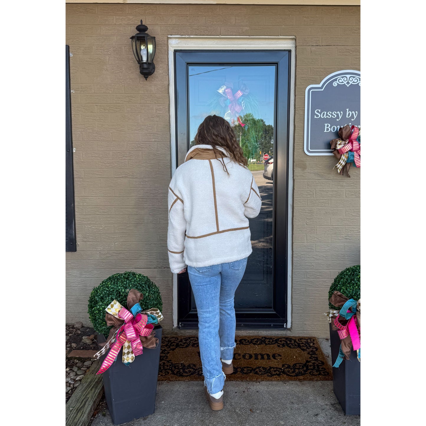 Sherpa Jacket, Cream/Taupe