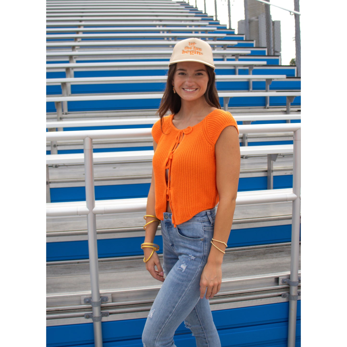 Rowan Front Tie Top, Orange