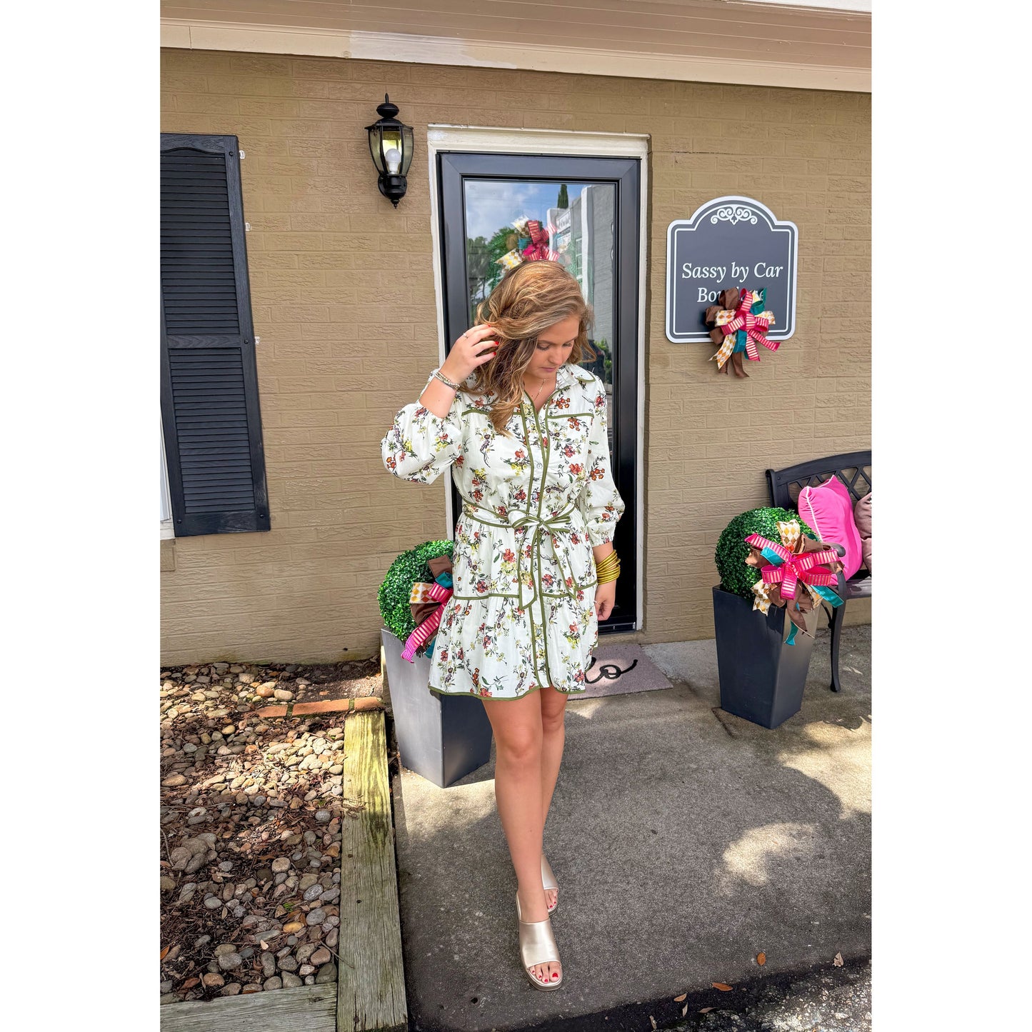 Ainsley Floral Mini Dress, Ivory Multi