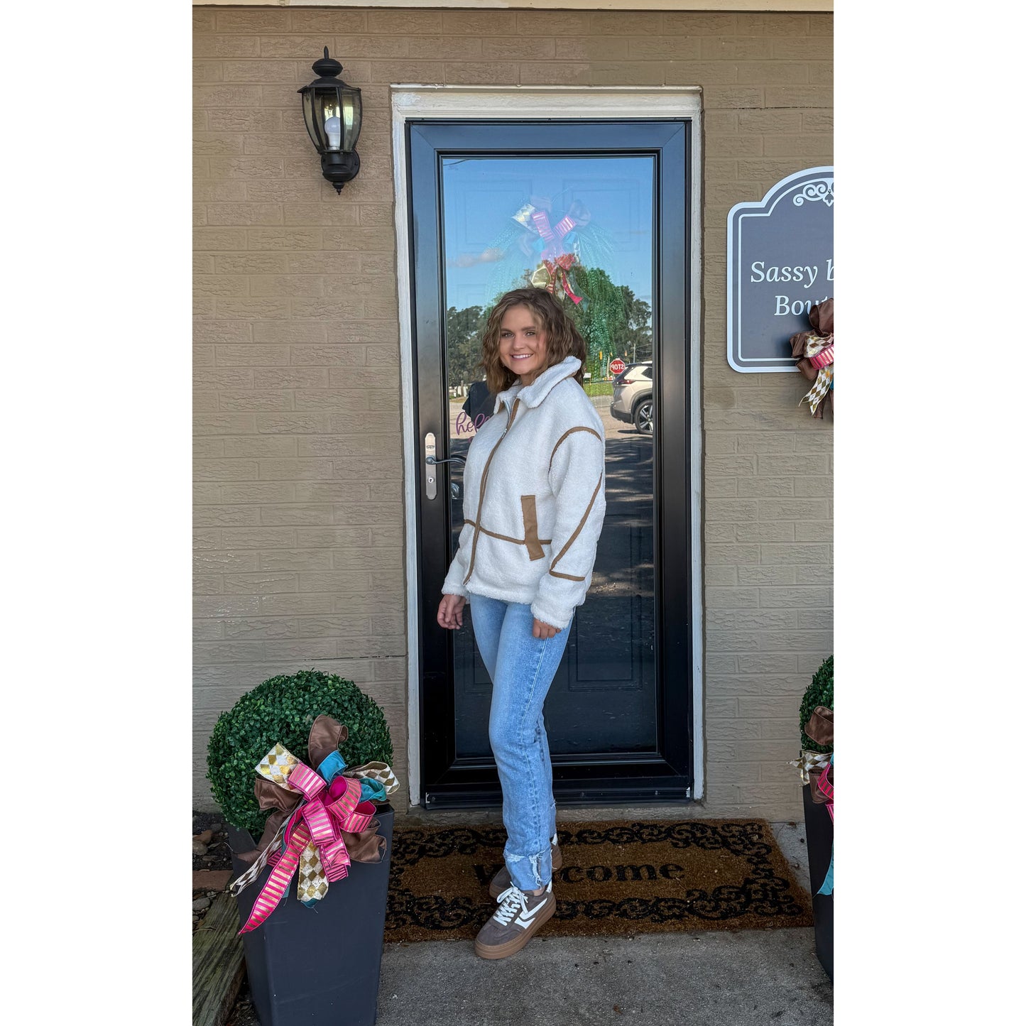 Sherpa Jacket, Cream/Taupe