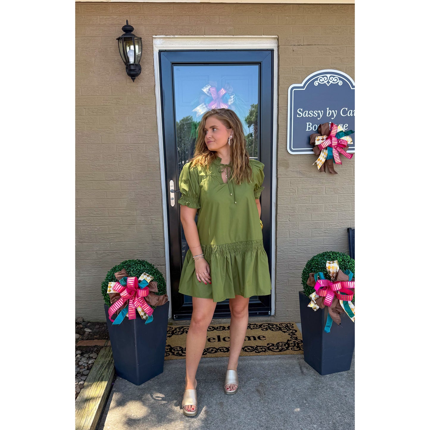 Josie Mini Dress, Olive Green