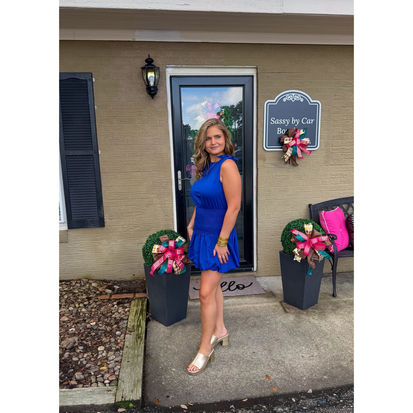Maddy Detail Mini Dress, Royal Blue