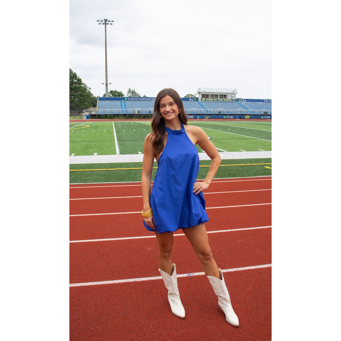 Remi Halter Neck Mini Dress, Royal Blue